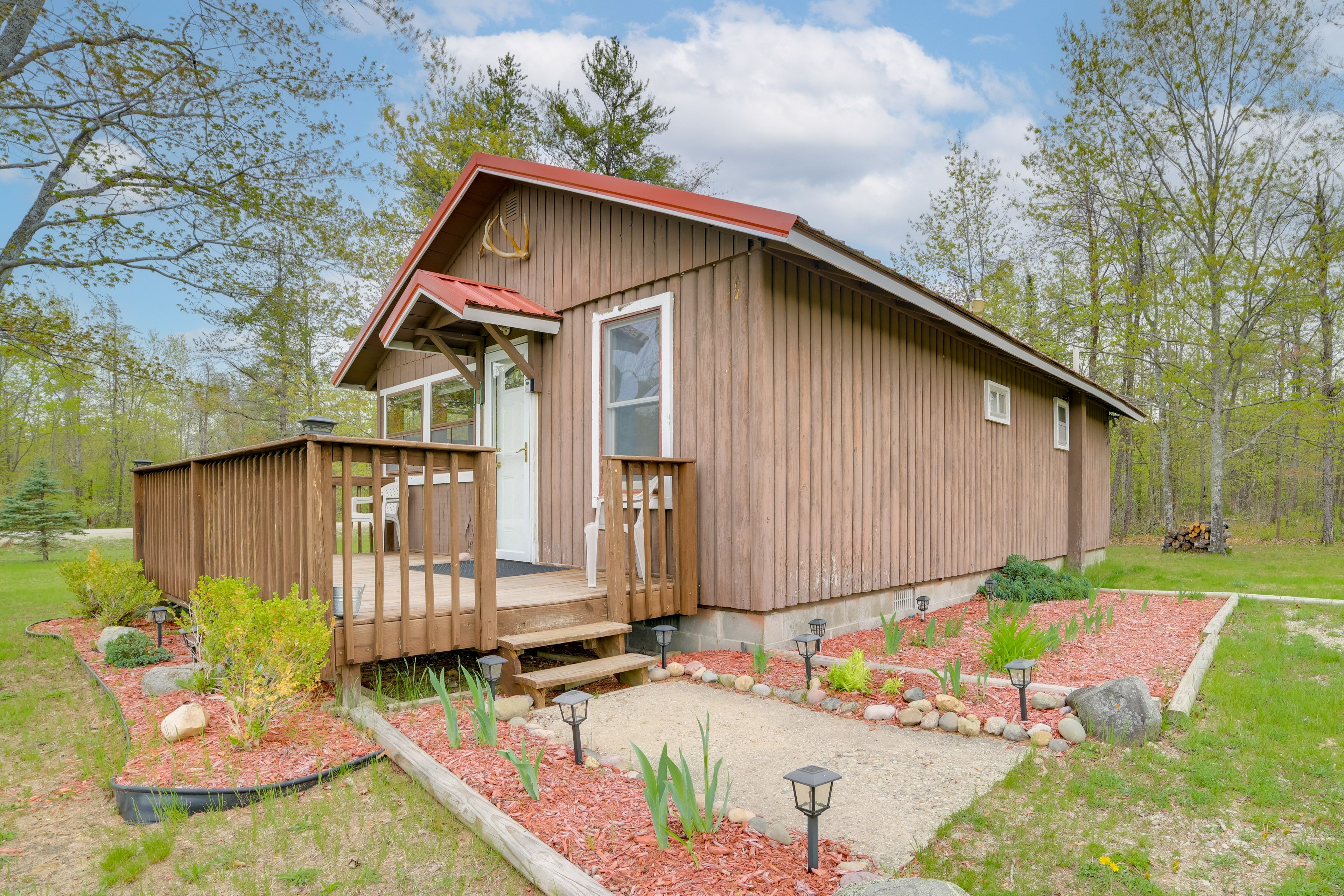 Onaway Vacation Rental | 3BR | 1BA | Stairs Required | 640 Sq Ft