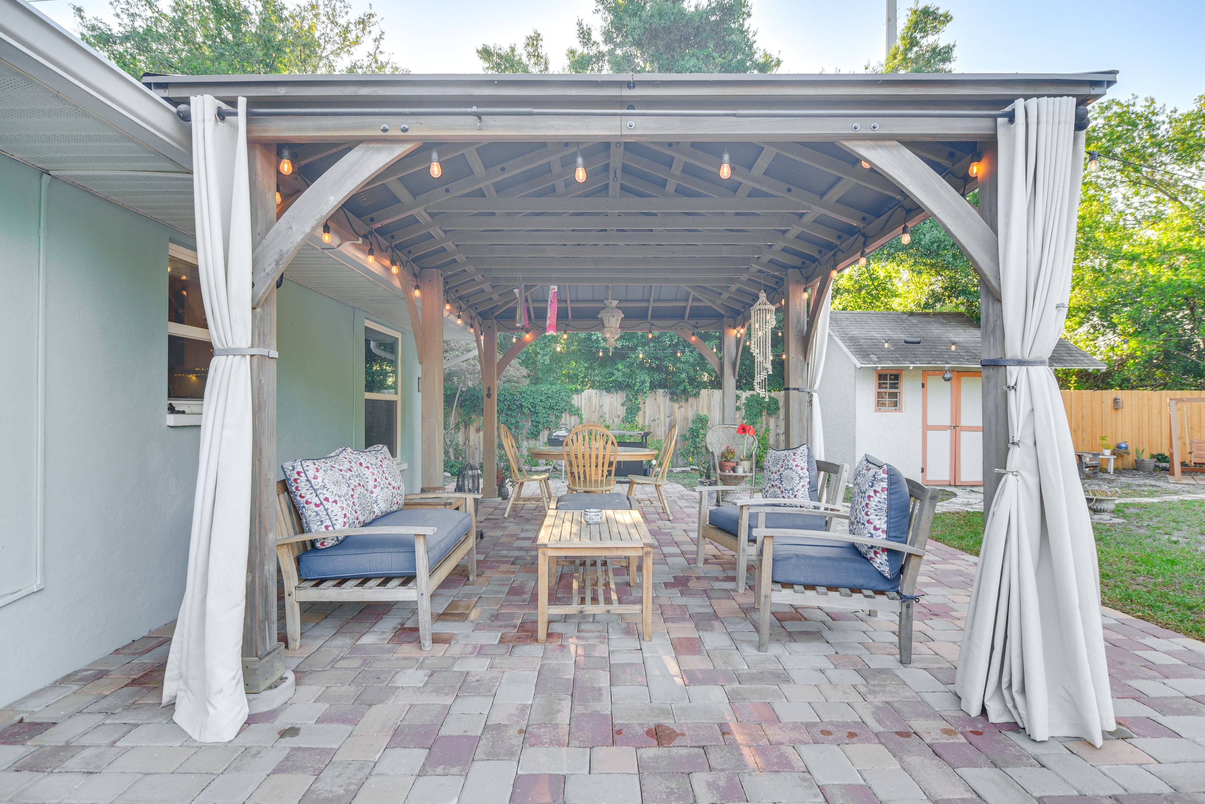 Backyard | Gazebo | Charcoal Grill | Outdoor Dining Area