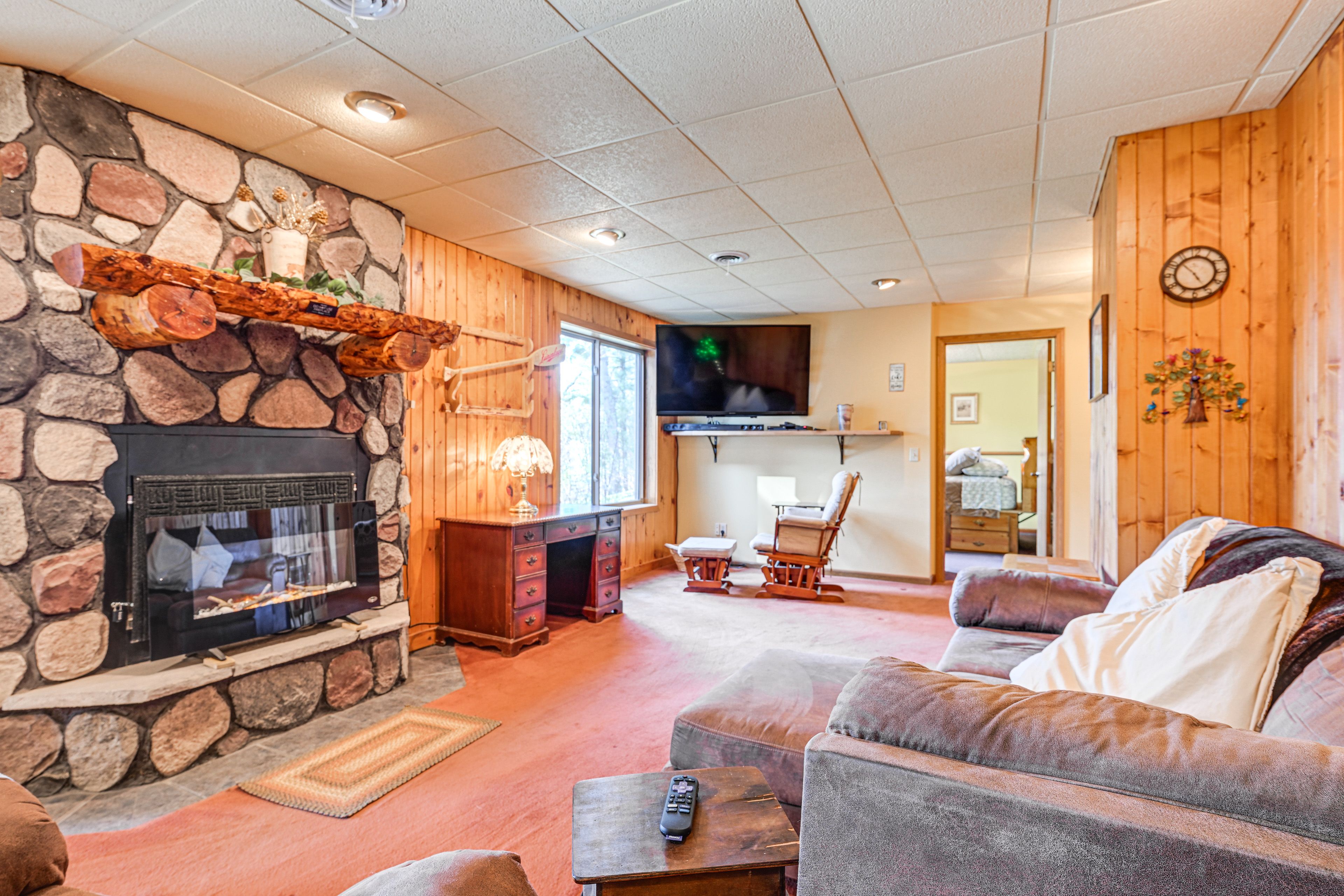 Den | Lower Level | Smart TV | Electric Fireplace