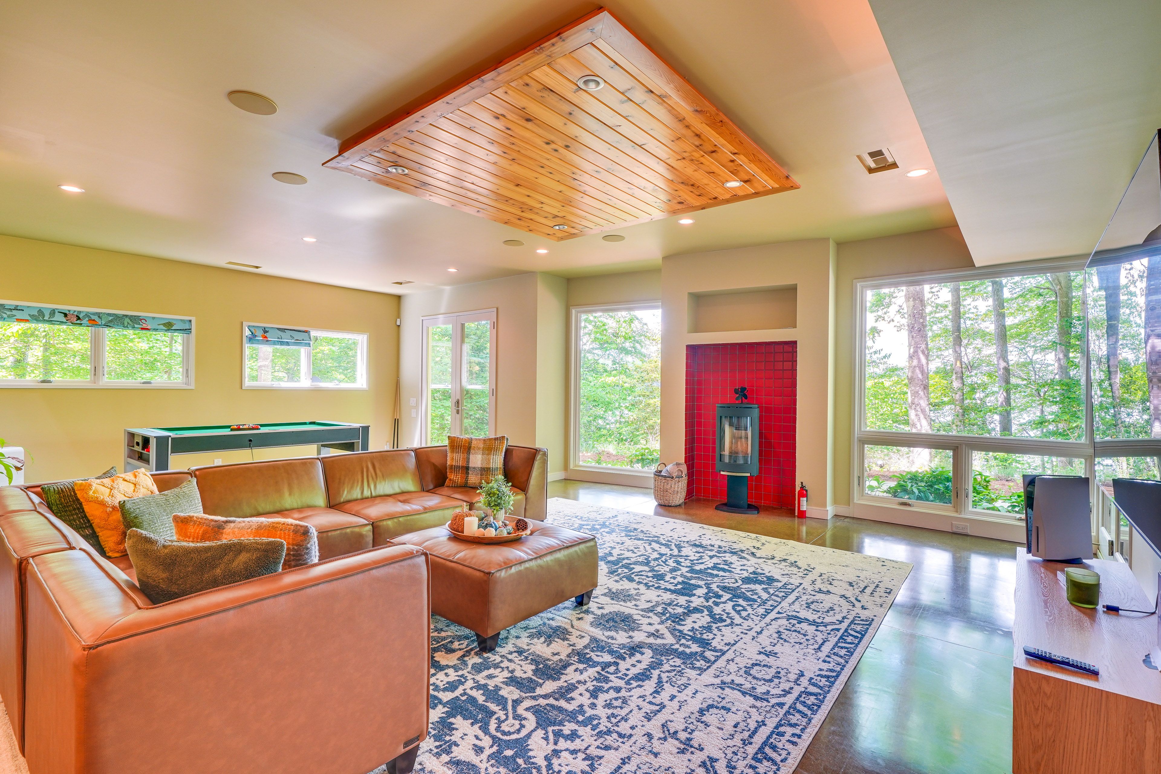 Living Room | Wood-Burning Stove | Pool Table | Basement Level