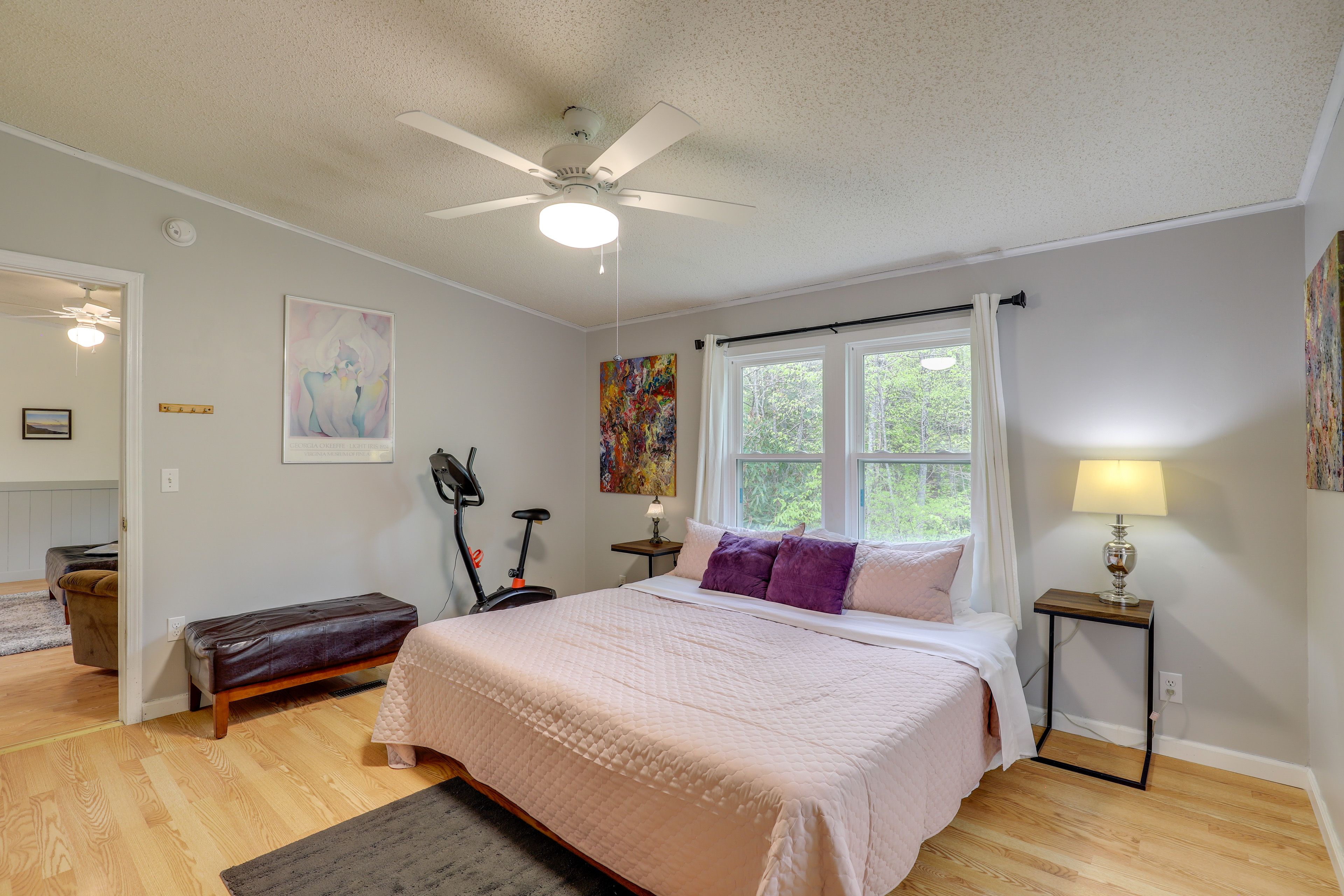 Bedroom 1 | King Bed | Linens Provided | Exercise Bike