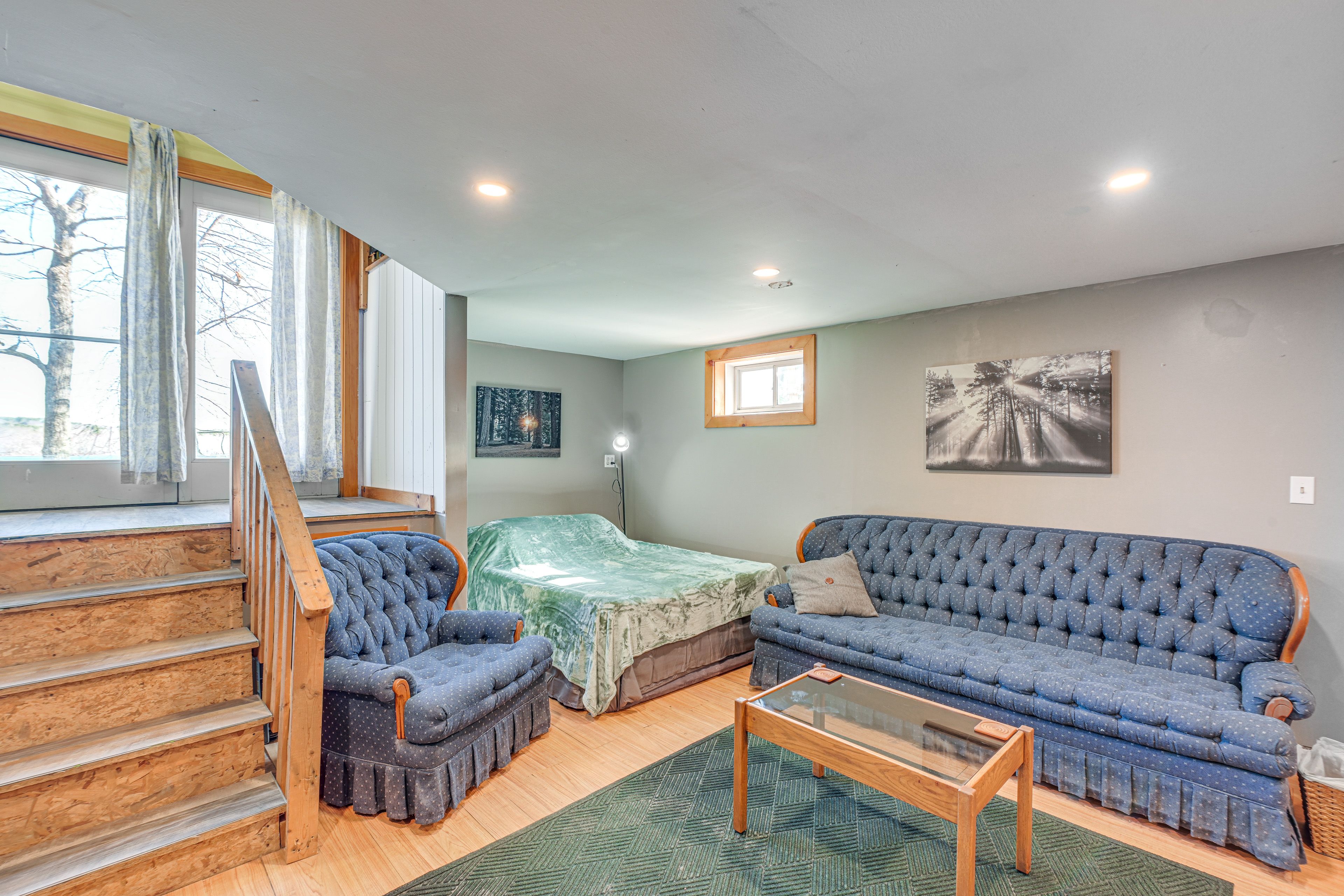 Living Room 2 | Lower Level | Pellet Stove | Queen Air Mattress