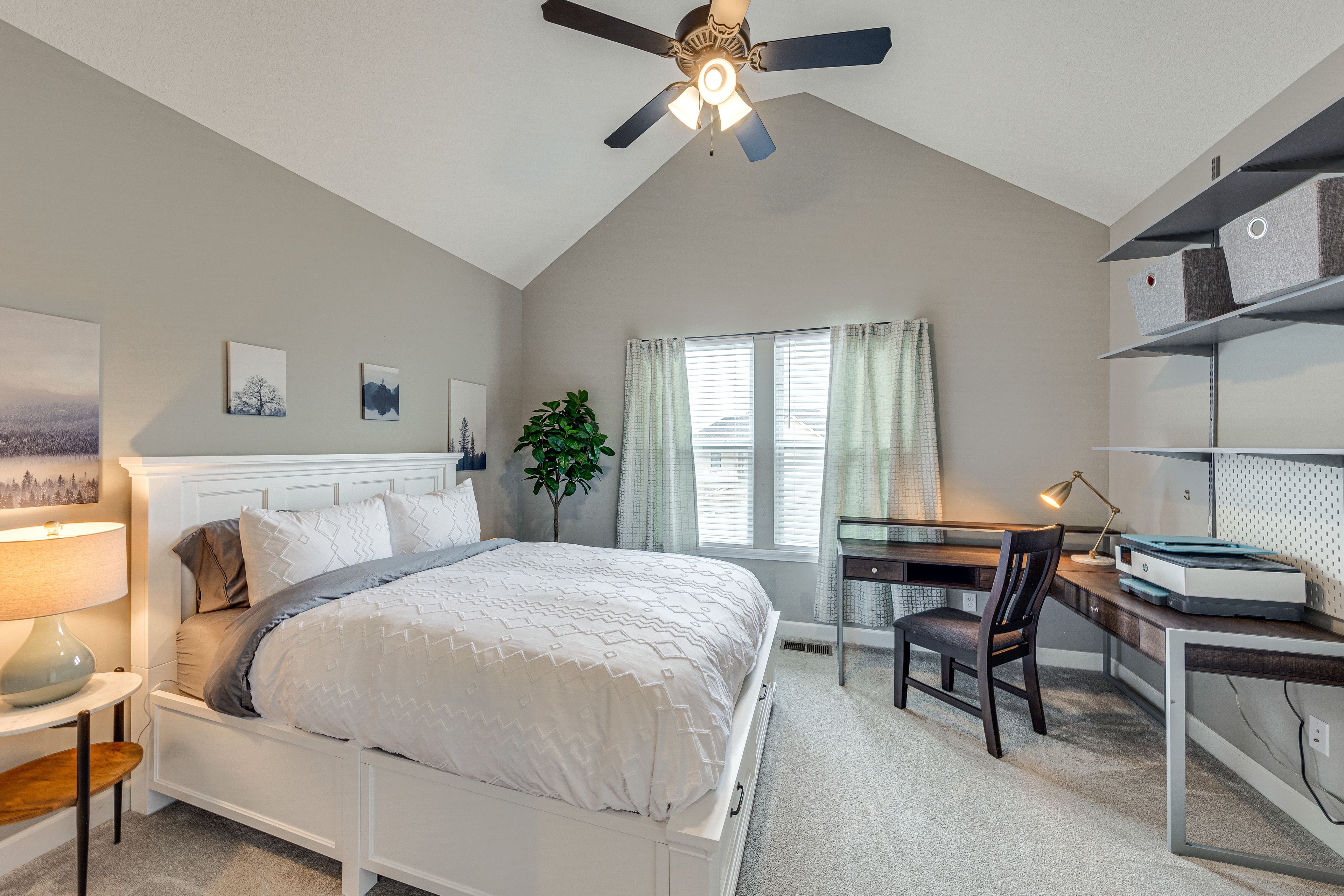 Bedroom 2 | 1st Floor | Queen Bed | Laptop-Friendly Workspace w/ Printer