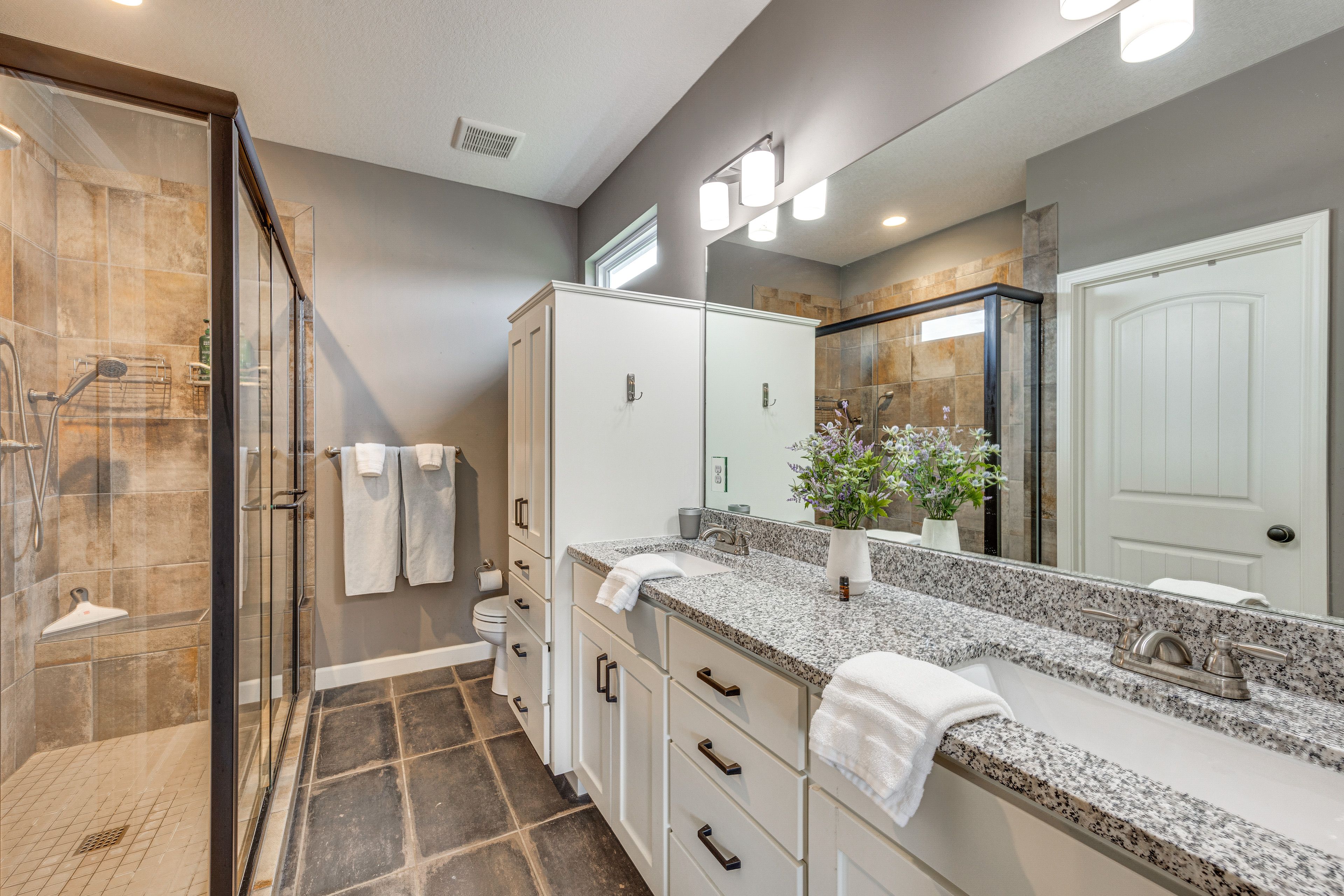 Full Bathroom | 1st Floor | Walk-In Shower | Complimentary Toiletries