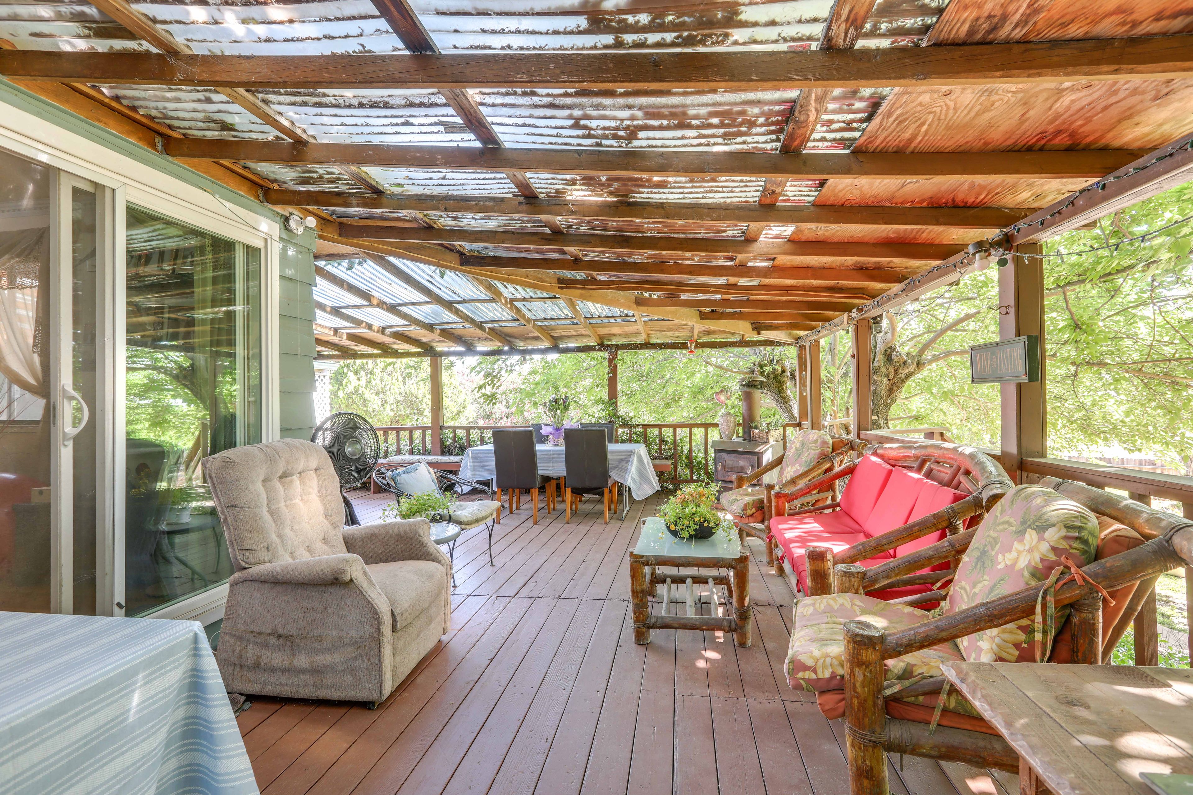 Cottage Exterior | Shared Deck & Dining Areas