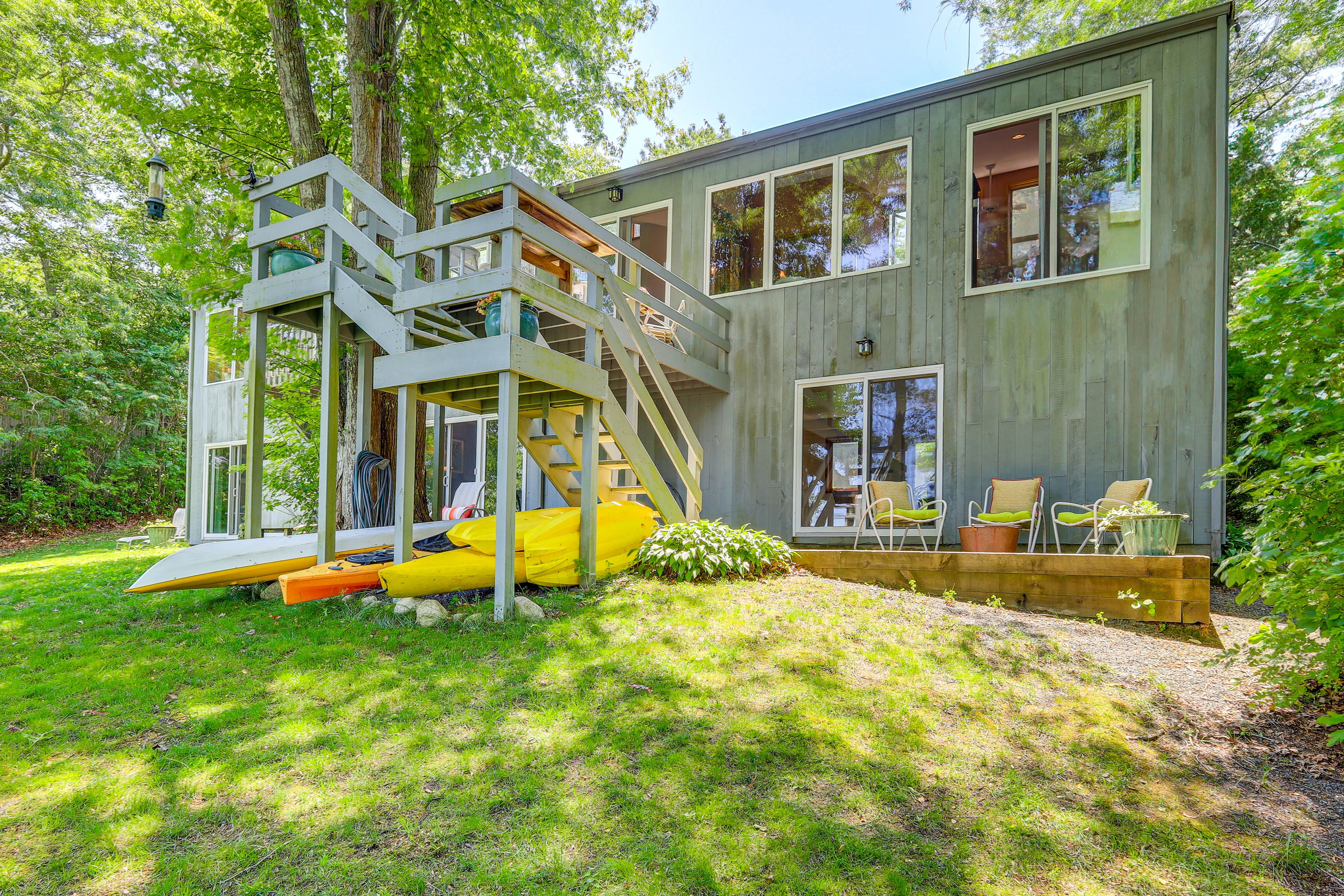 Pocasset Vacation Rental | 3BR | 2.5BA | 4,200 Sq Ft | Stairs Required