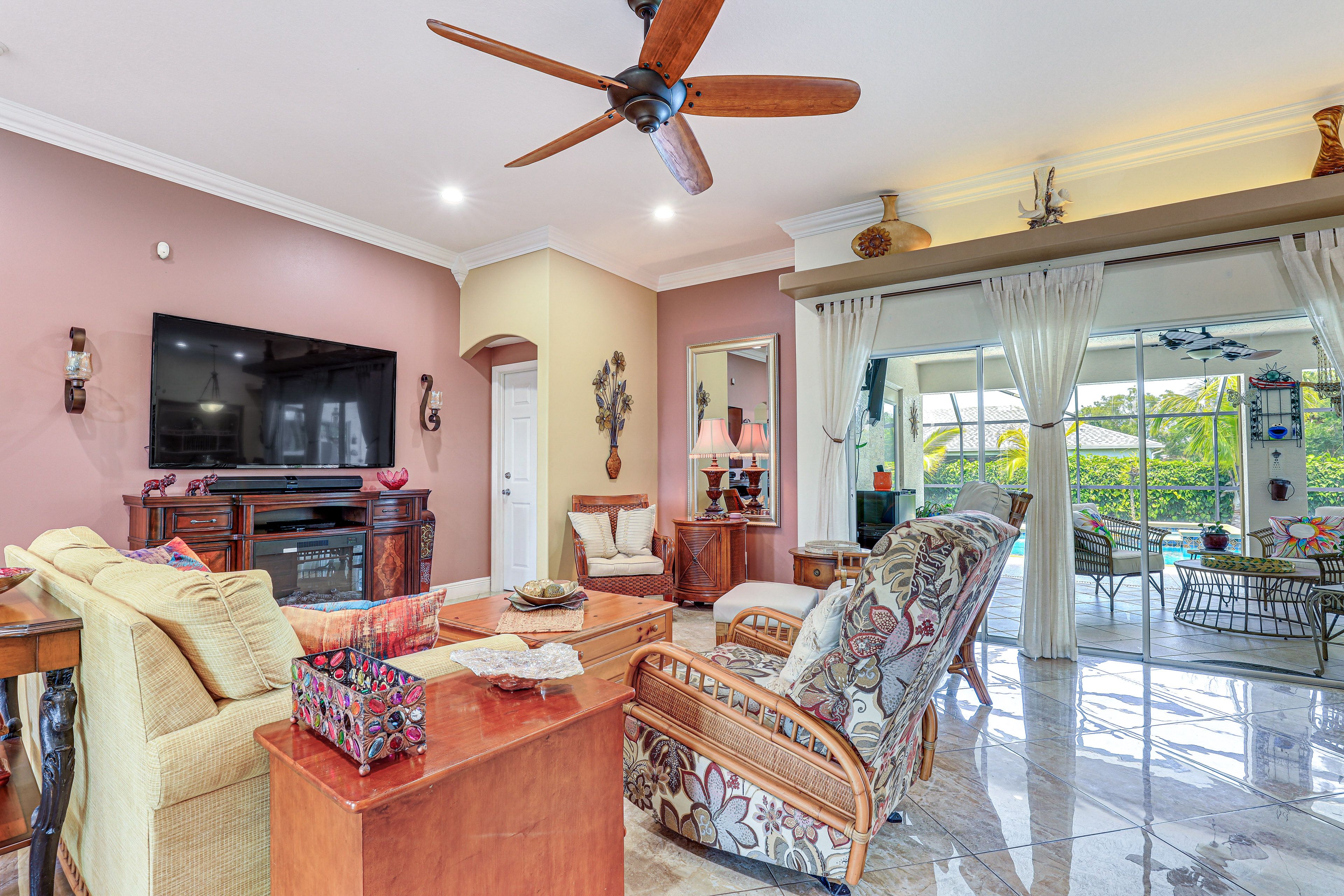 Living Room | Full Sleeper Sofa | Smart TV | Electric Fireplace