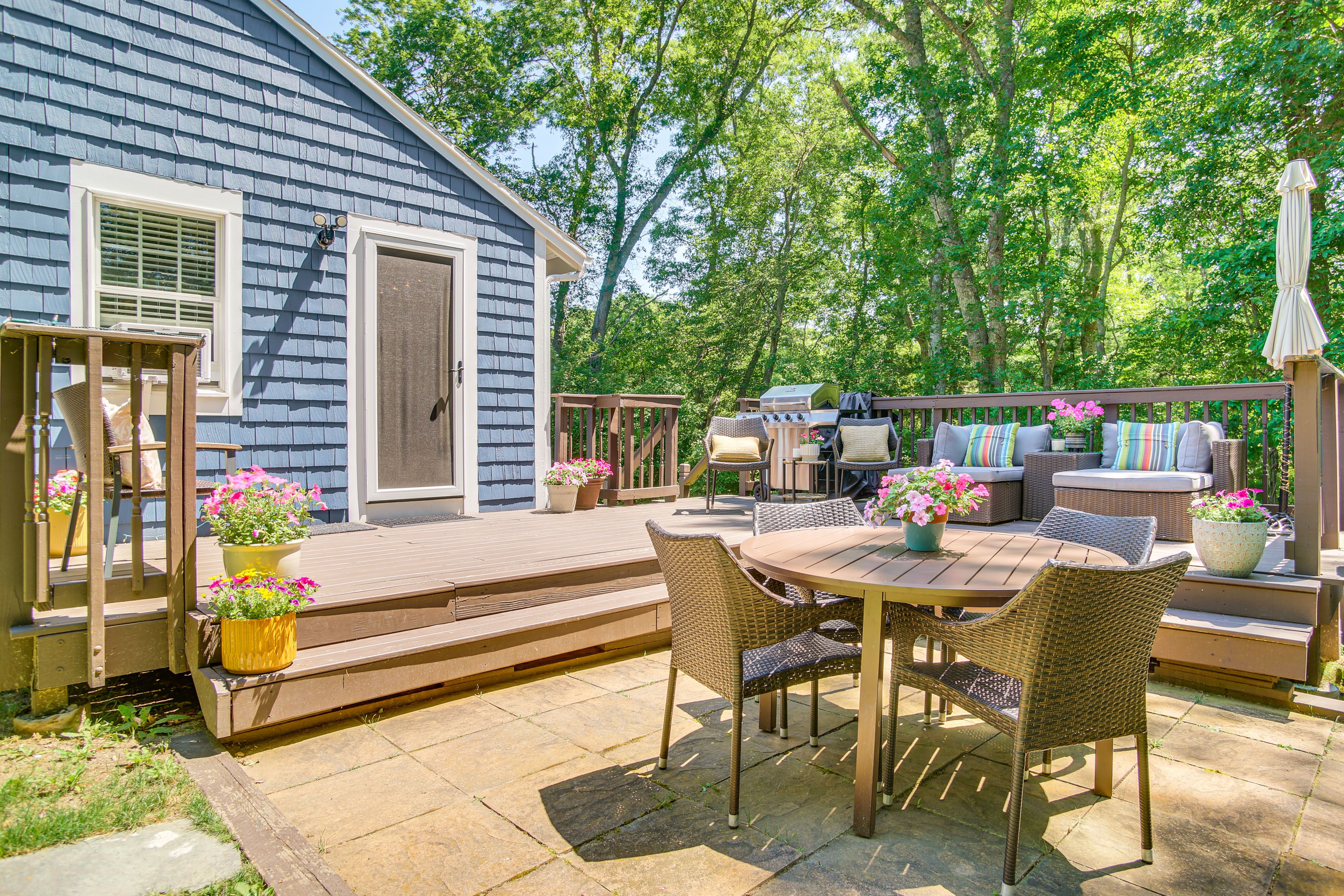 East Falmouth Vacation Rental | 2BR | 1BA | 704 Sq Ft | Stairs Required