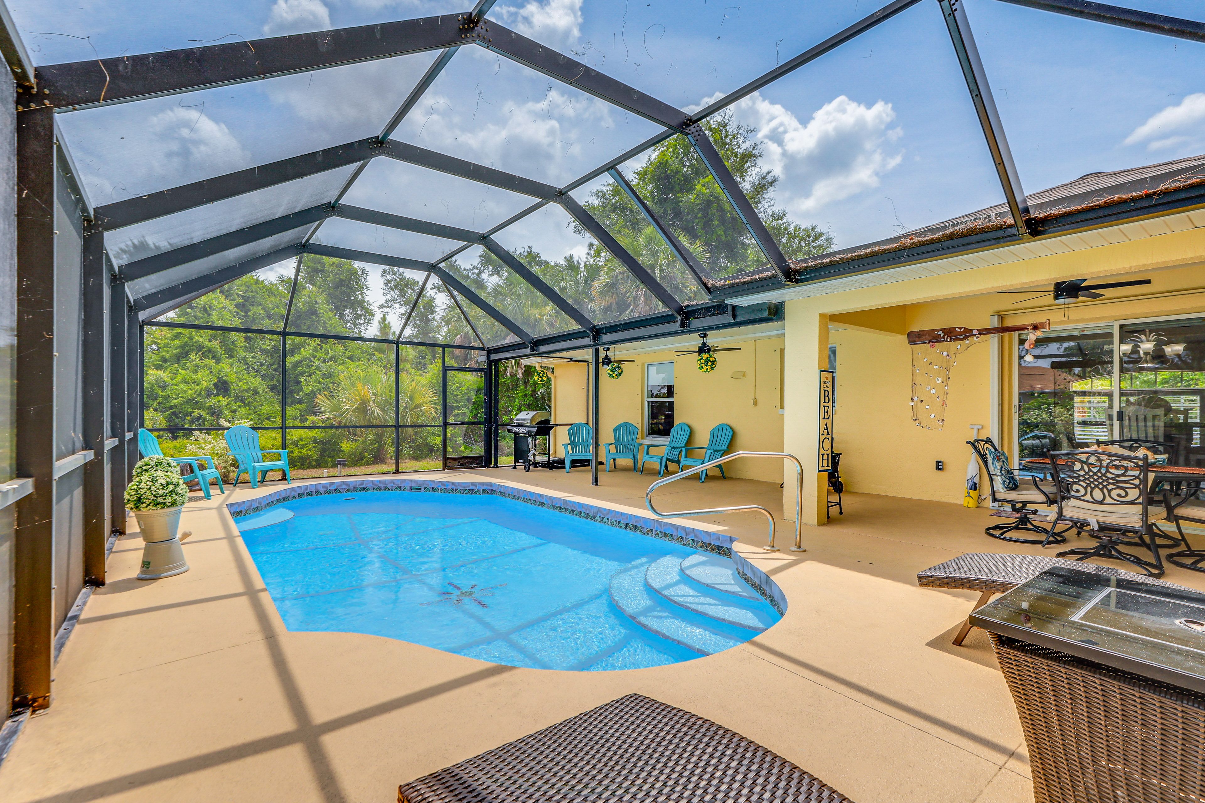 North Port Vacation Rental | 2BR | 2BA | 1,438 Sq Ft | Small Step for Entry