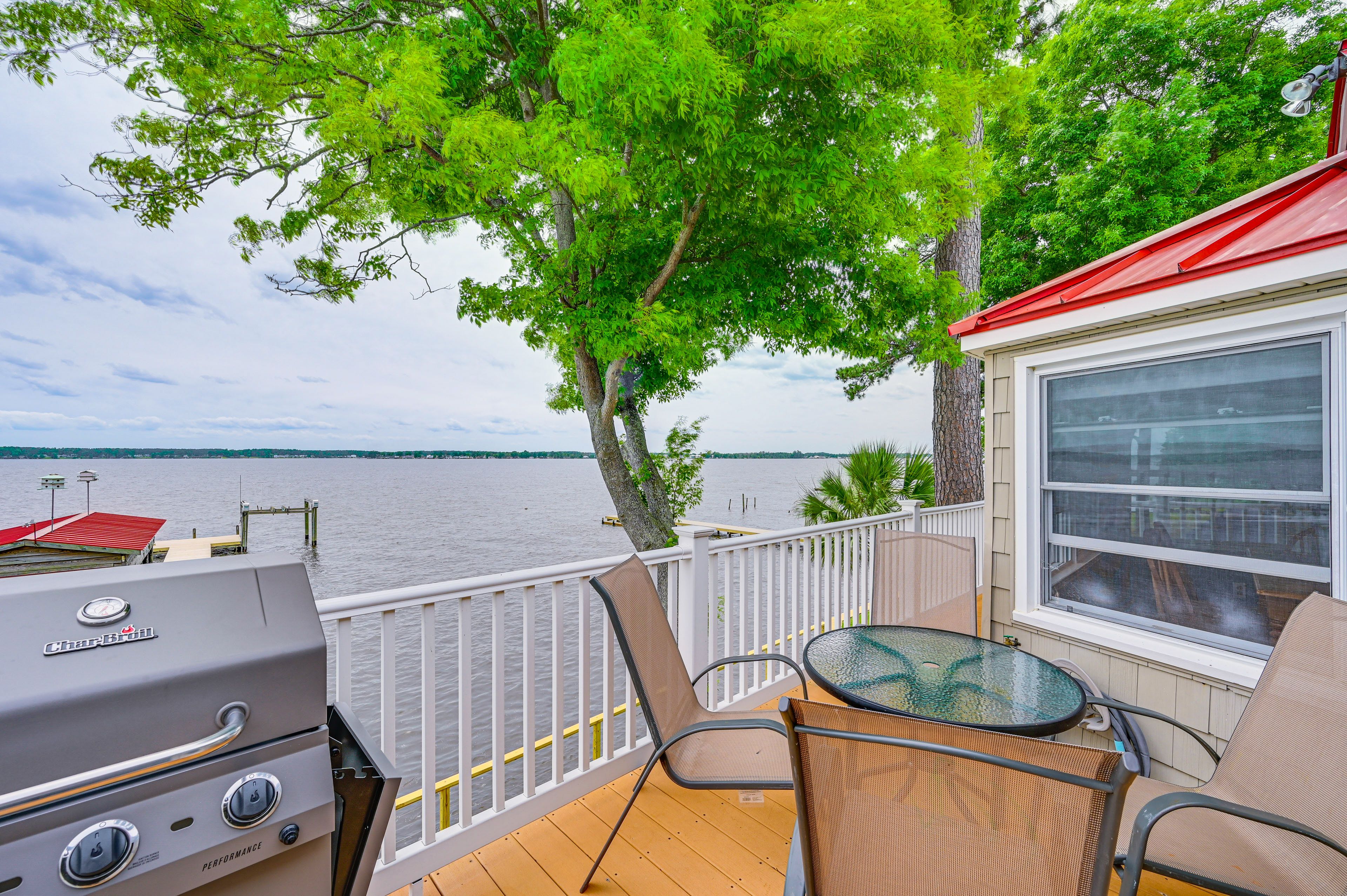 Deck | Gas Grill (Propane Provided) | Riverfront Location | Private Dock