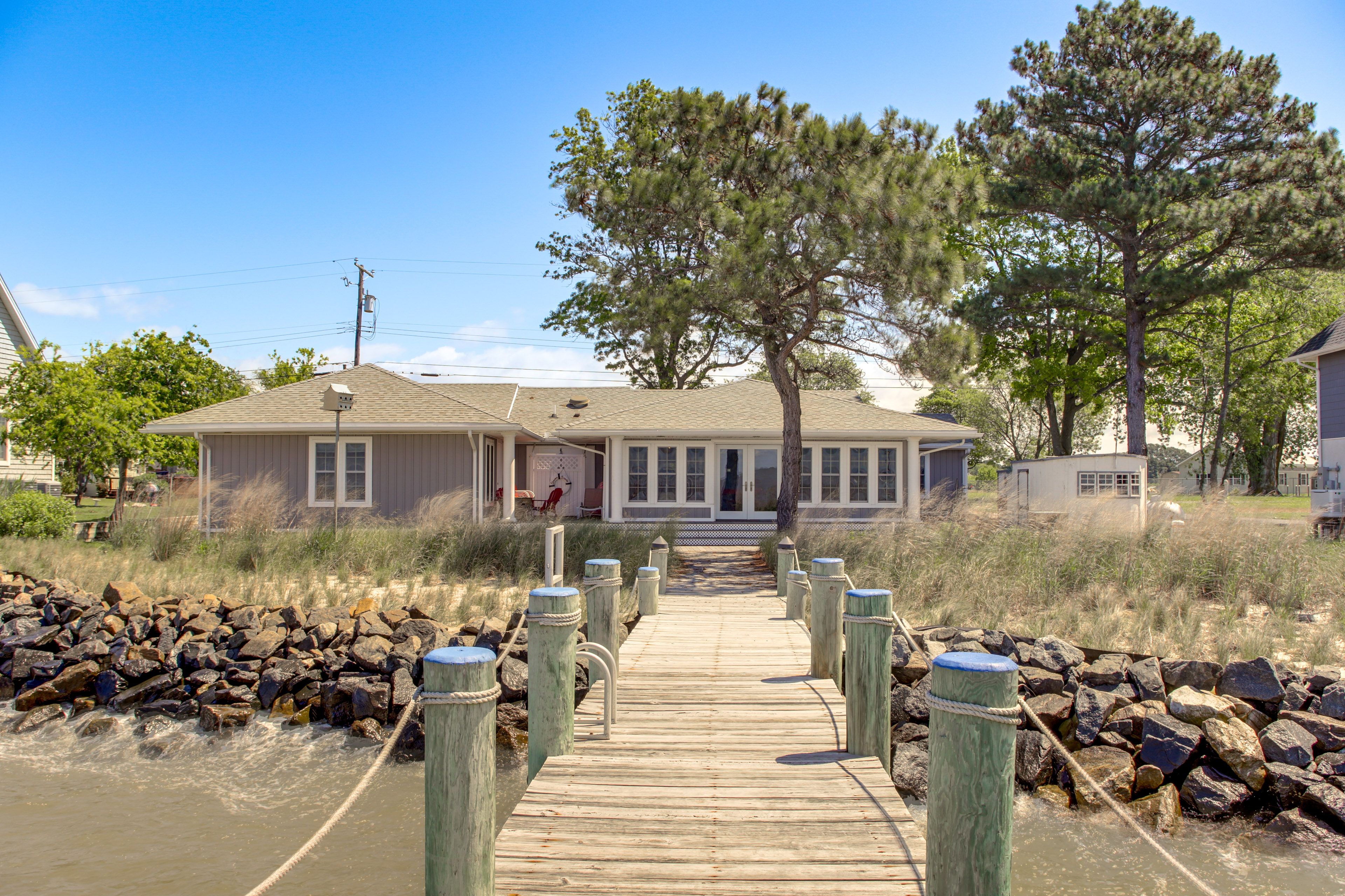 Back Exterior | Bay View | Private Dock | Charcoal Grill | 2,168 Sq Ft