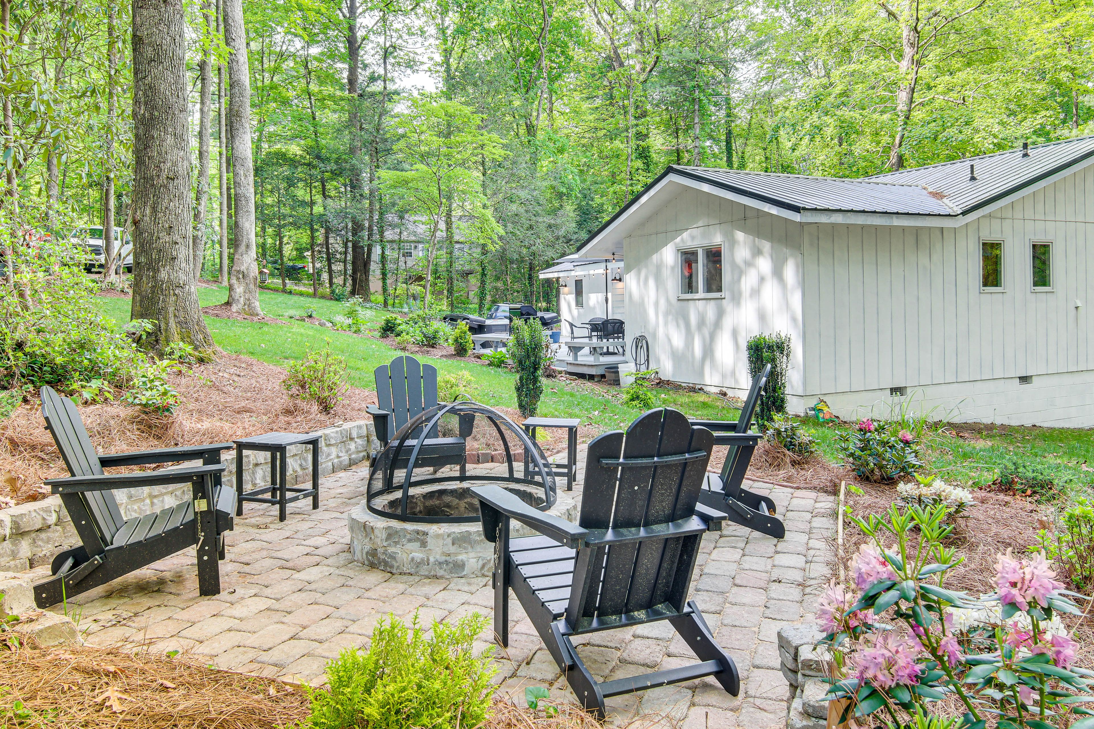 Tree-Lined Yard | Fire Pits | Deck | Outdoor Seating Areas