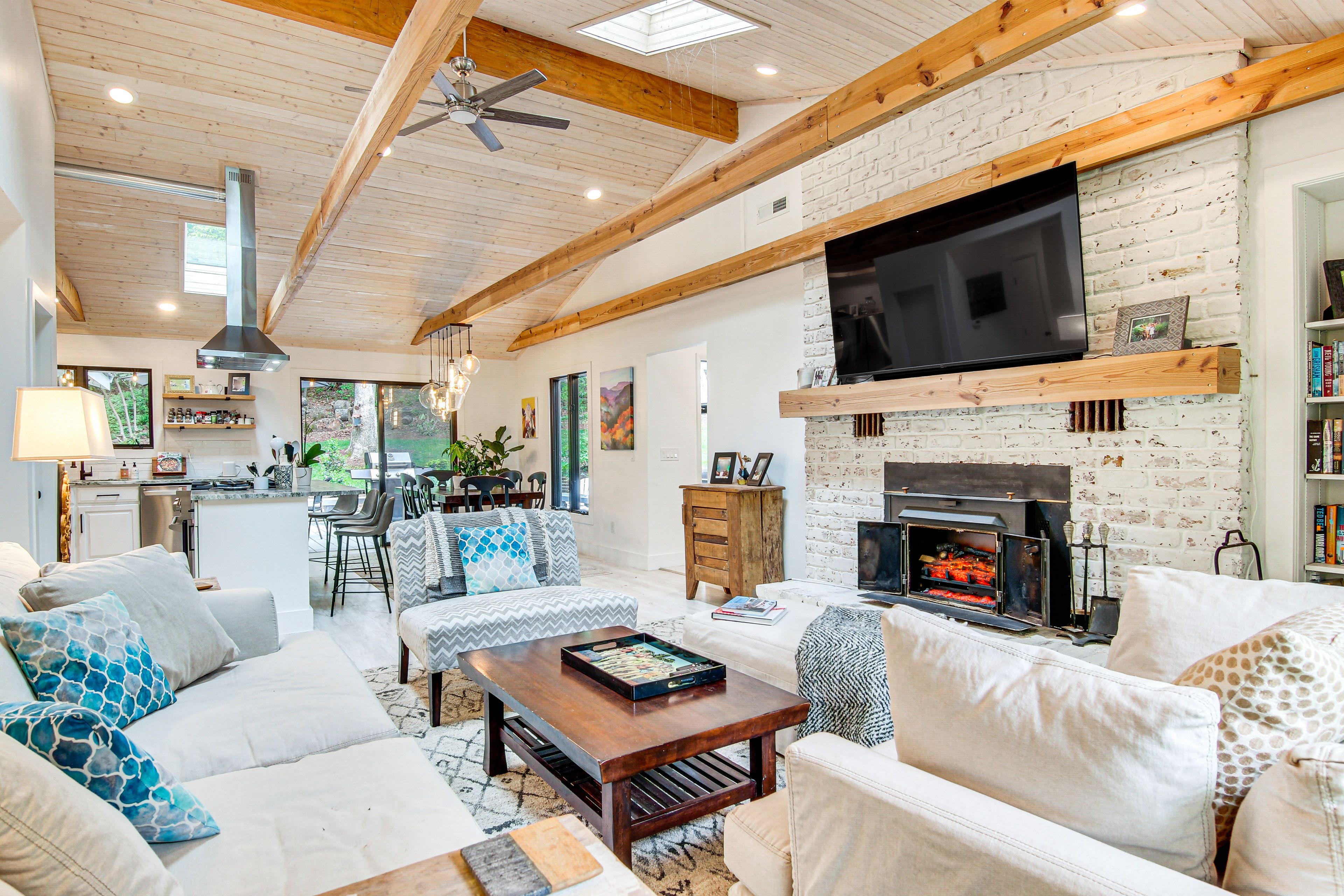 Living Room | Electric Fireplace | Smart TVs | Central A/C & Heating | Free WiFi