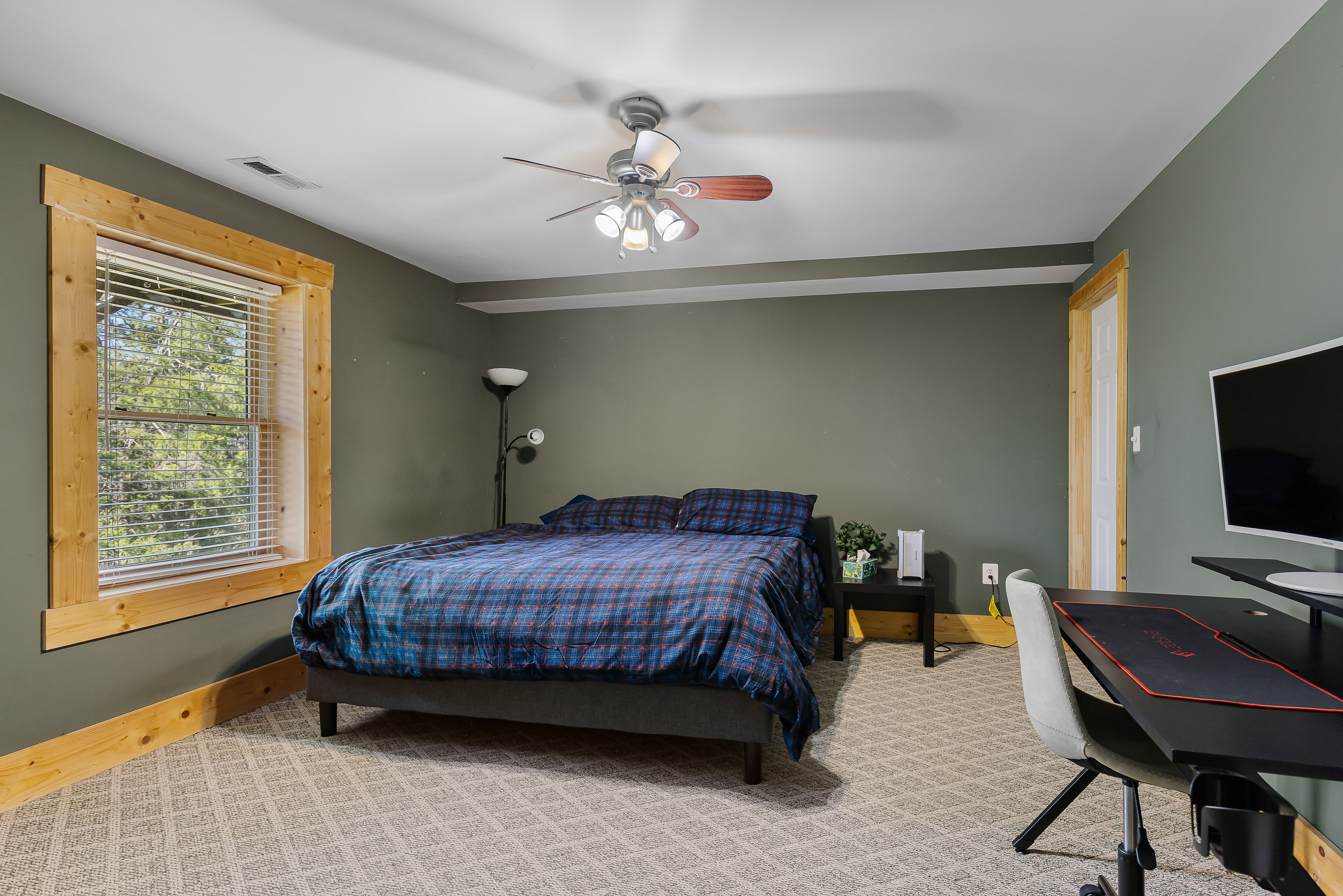 Bedroom 7 | California King Bed | Workstation w/ Monitor | 1st Floor