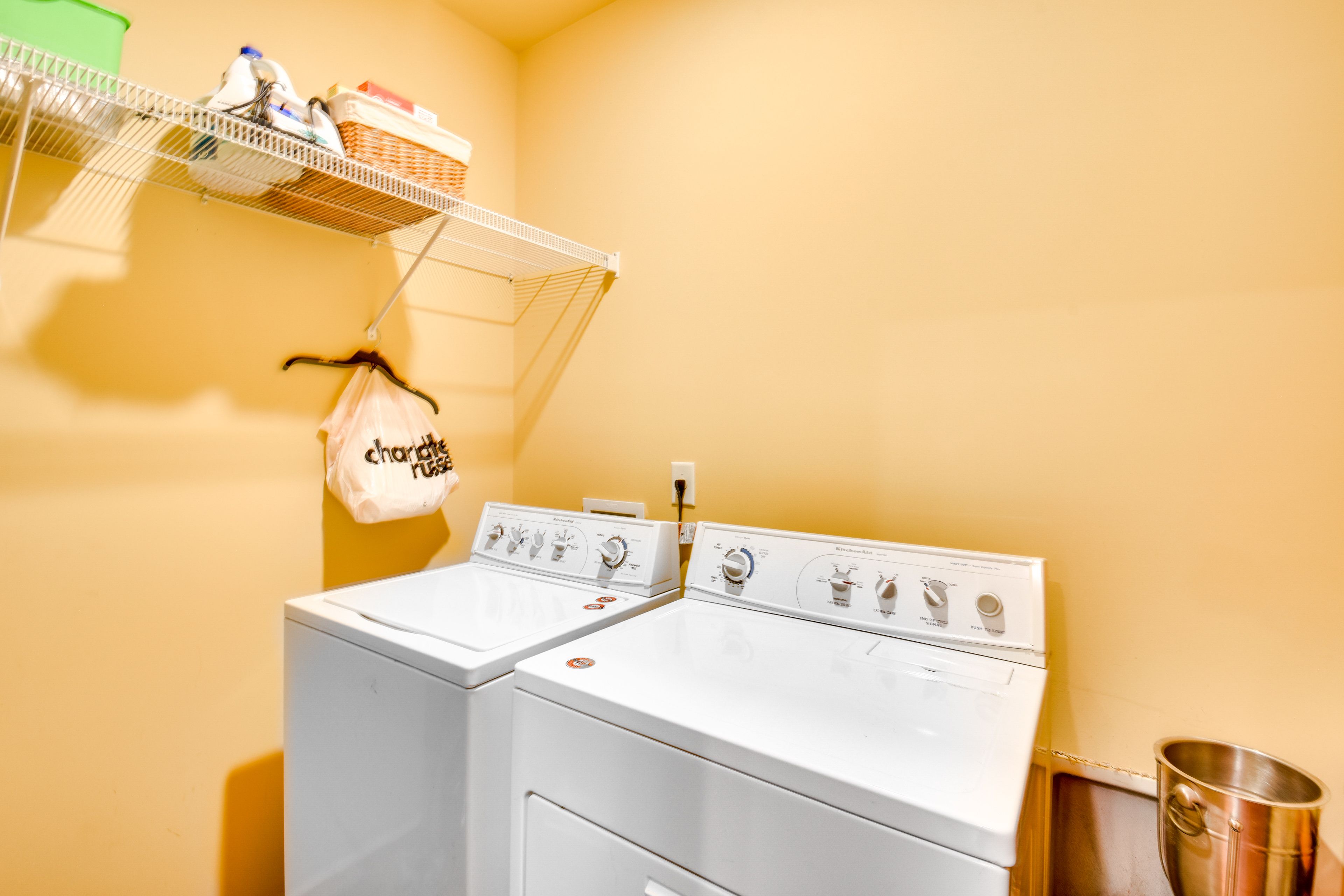 Laundry Area | 1st Floor | Washer/Dryer | Hangers | Trash Bags/Paper Towels
