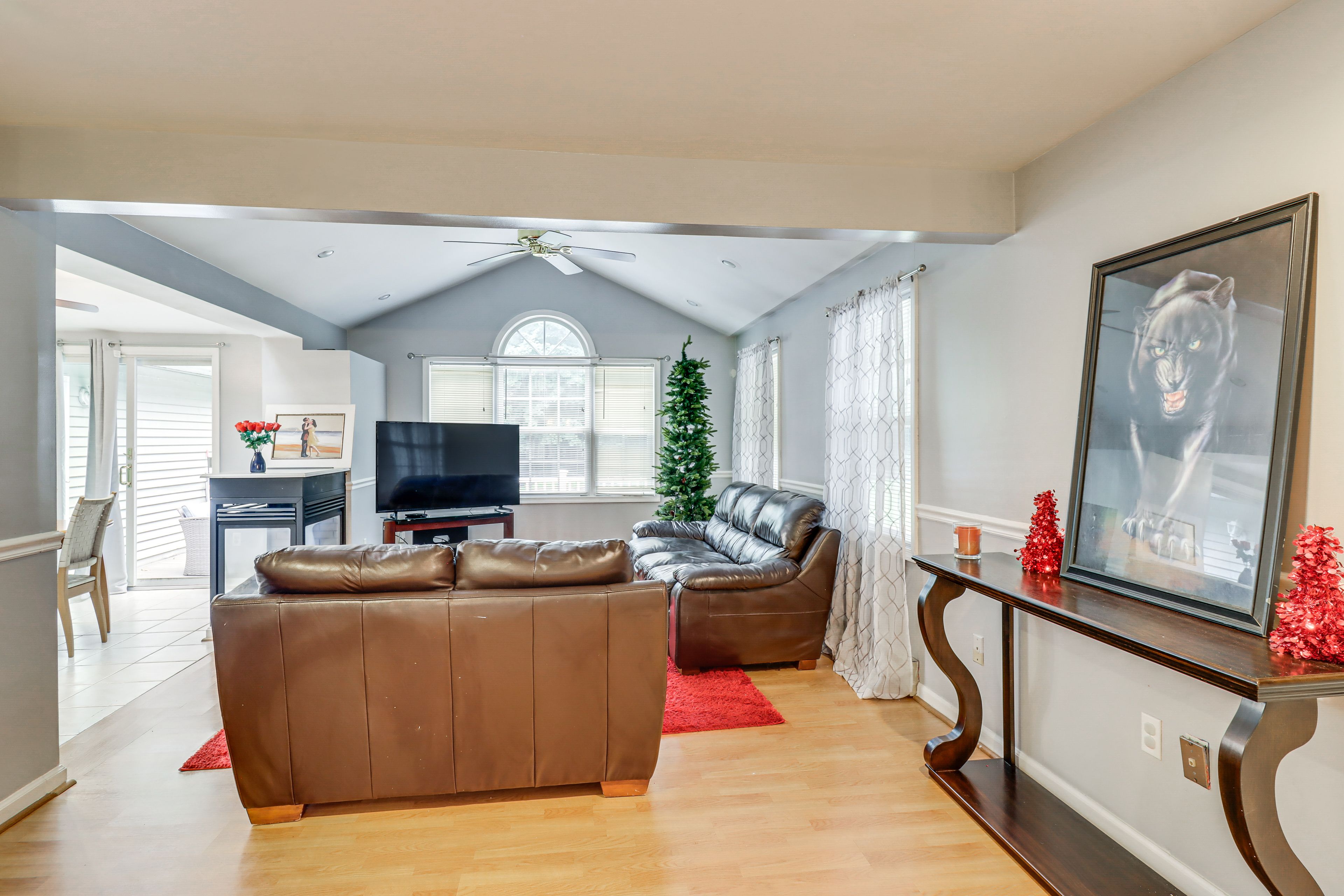 Living Room | Mini-Split A/C & Heating Units | Flat-Screen TV | Fireplace