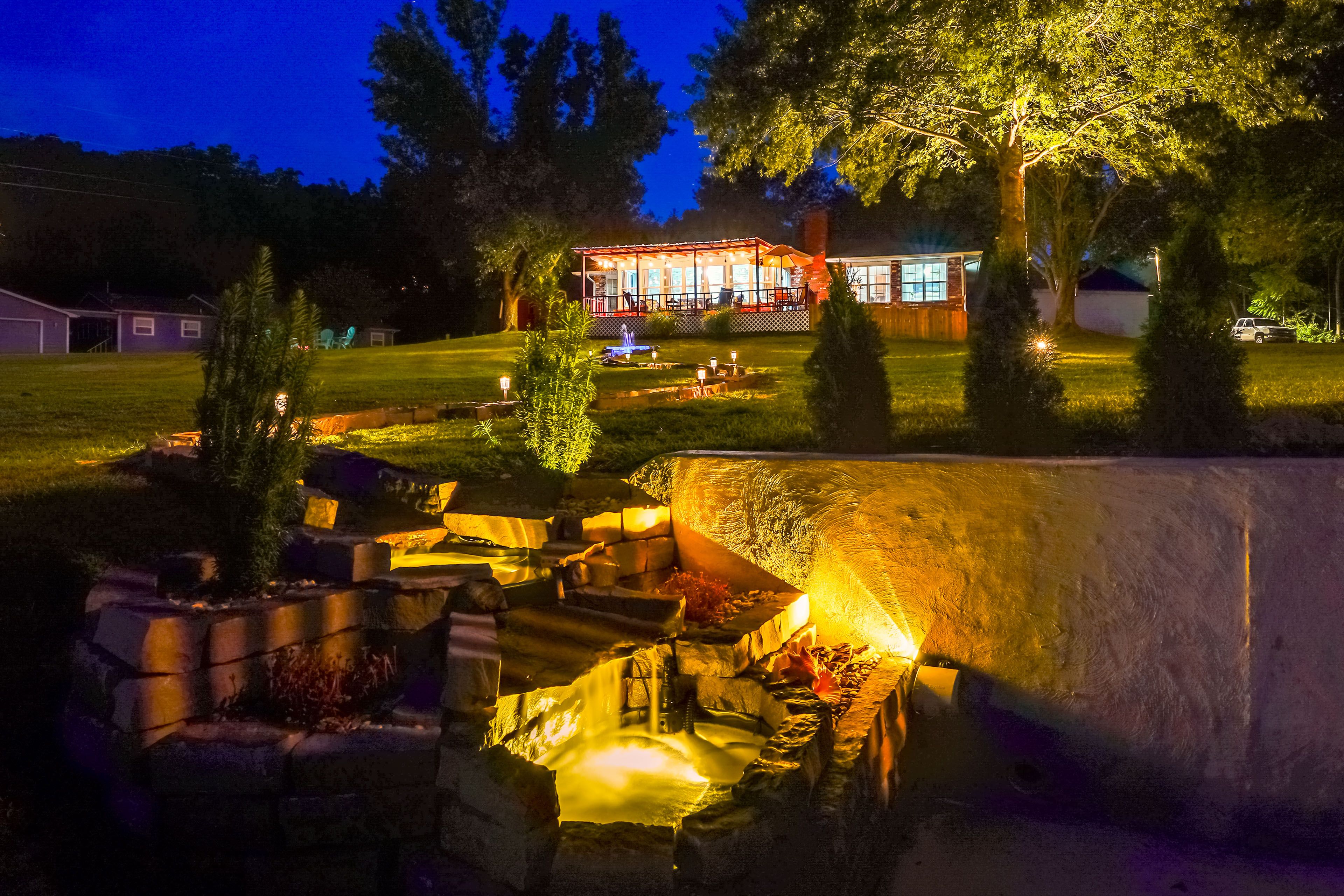 Landscaped Creek & Waterfall Fountain