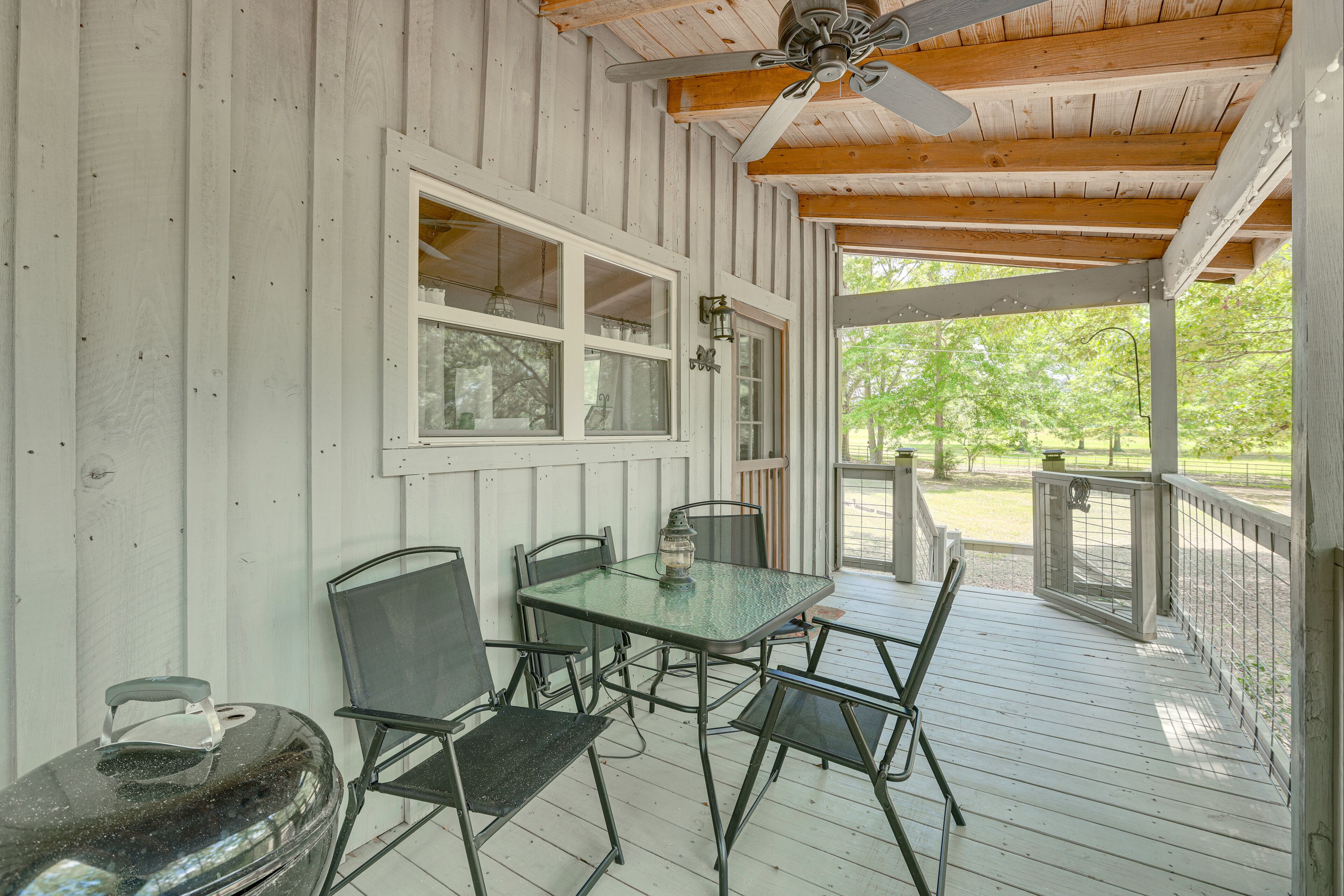 Cottage Exterior | Furnished Deck | Dining Area | Charcoal Grill