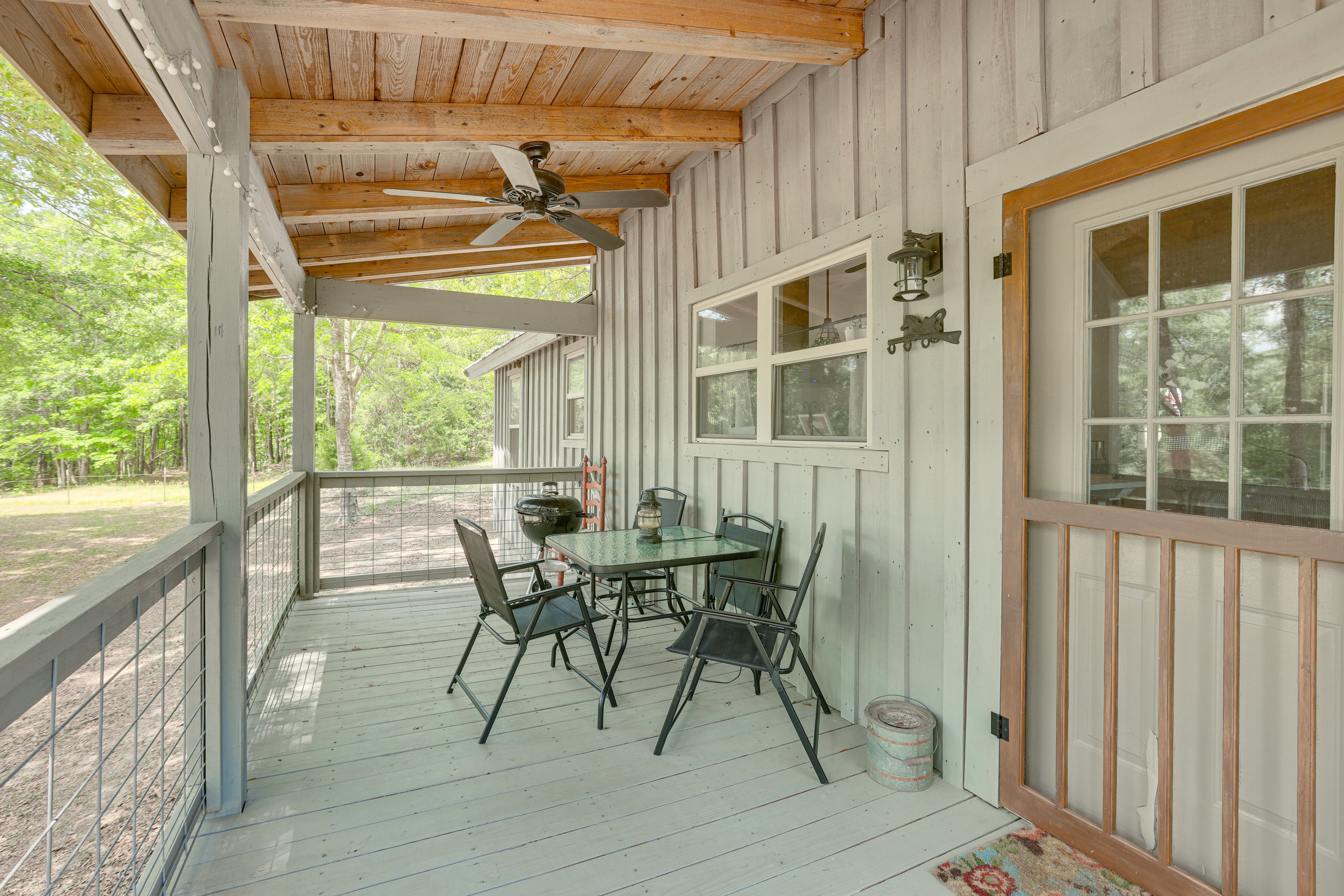 Cottage Exterior | Furnished Deck | Dining Area | Charcoal Grill