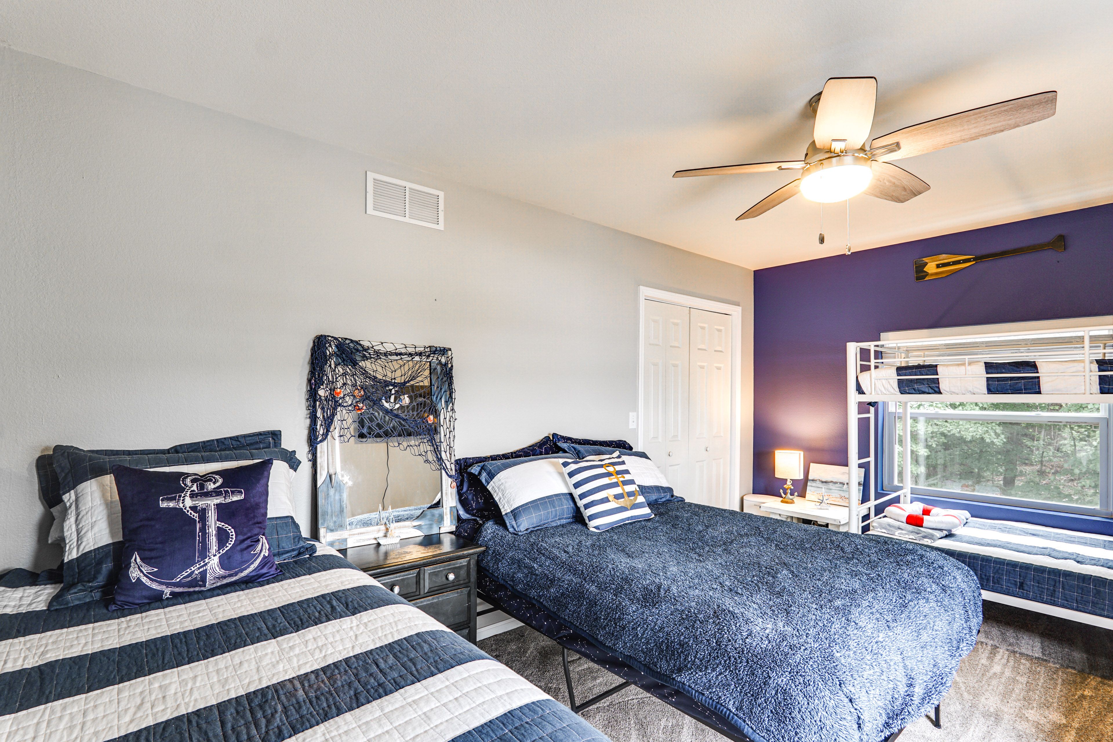 Bedroom 2 | 2nd Level | 2 Full Beds | Twin Bunk Bed | Arcade Game