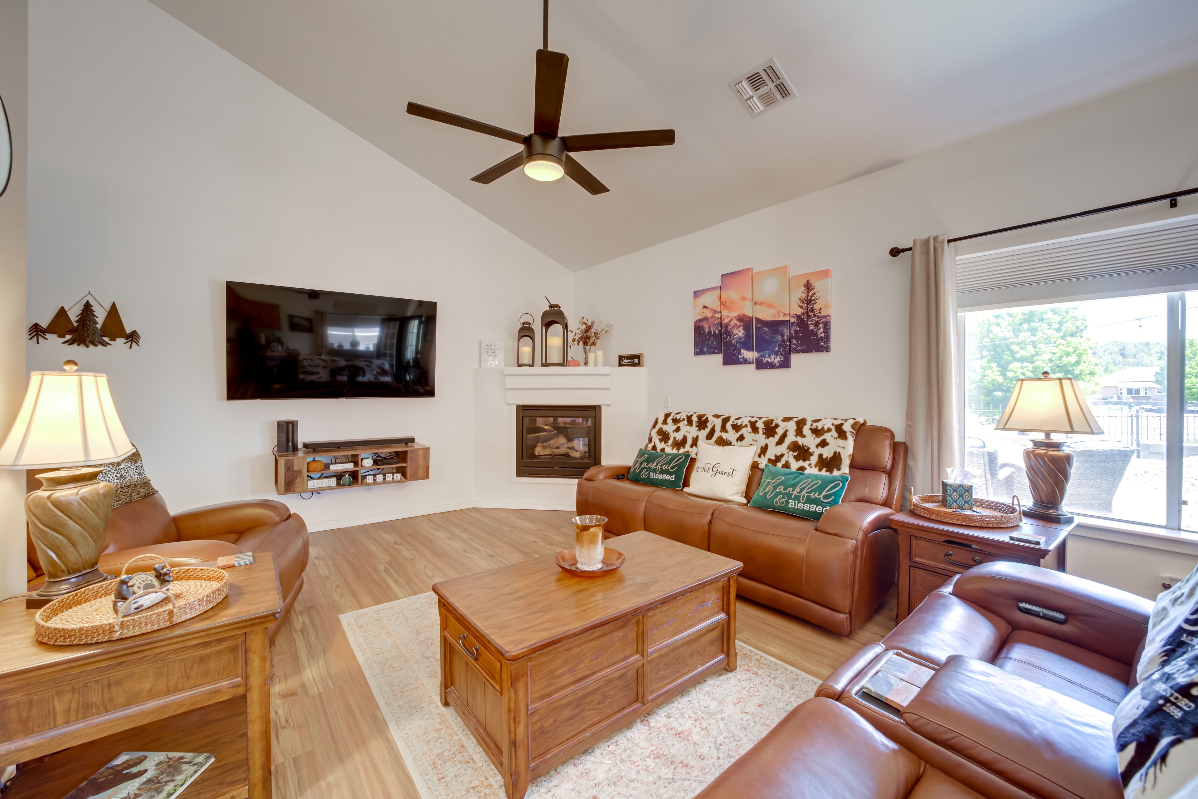 Living Room | Flat-Screen TV | Fireplace | Single-Story Home