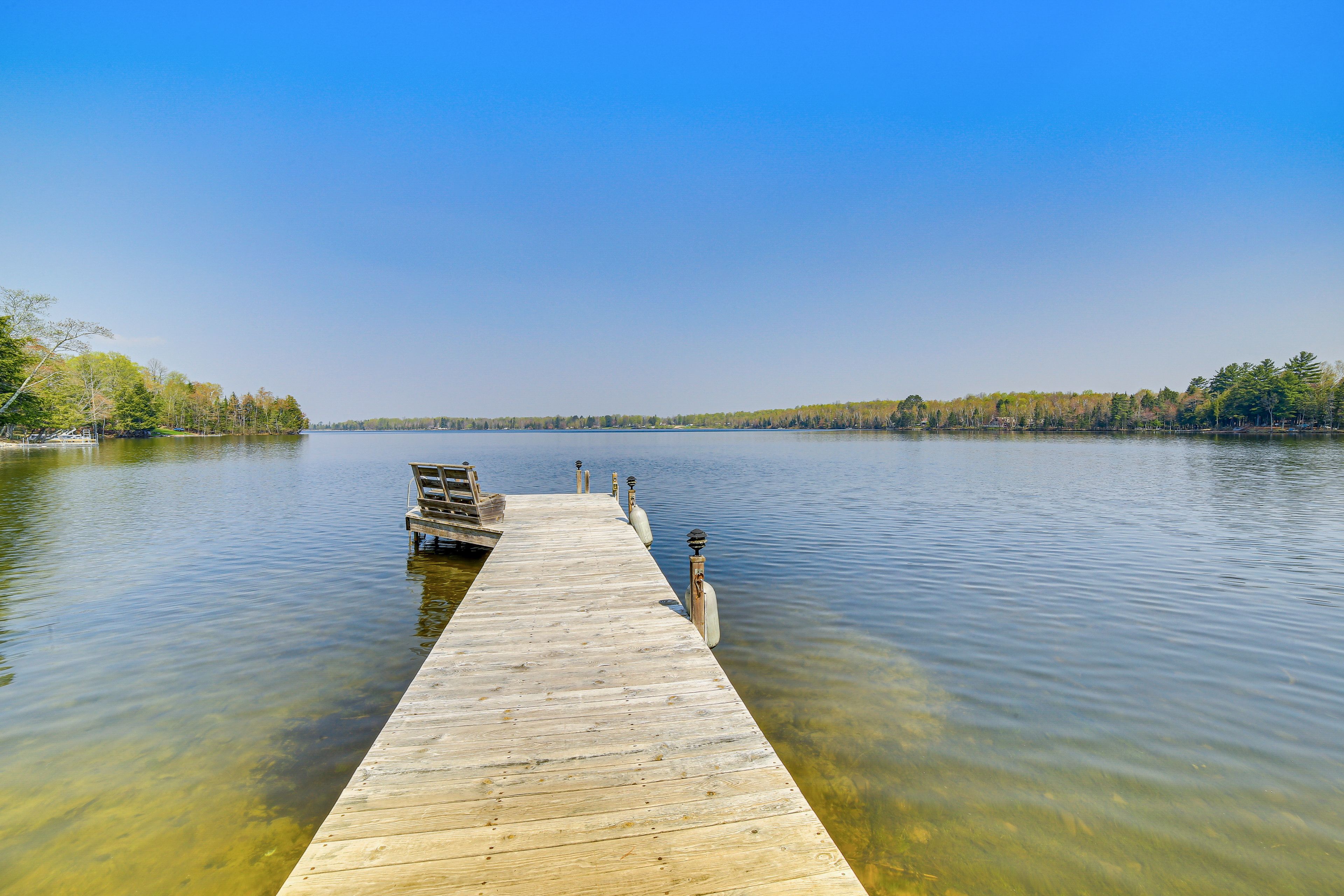230-Foot Lakefront | Sandy Beach | Private Dock | Fire Pit (Wood Provided)
