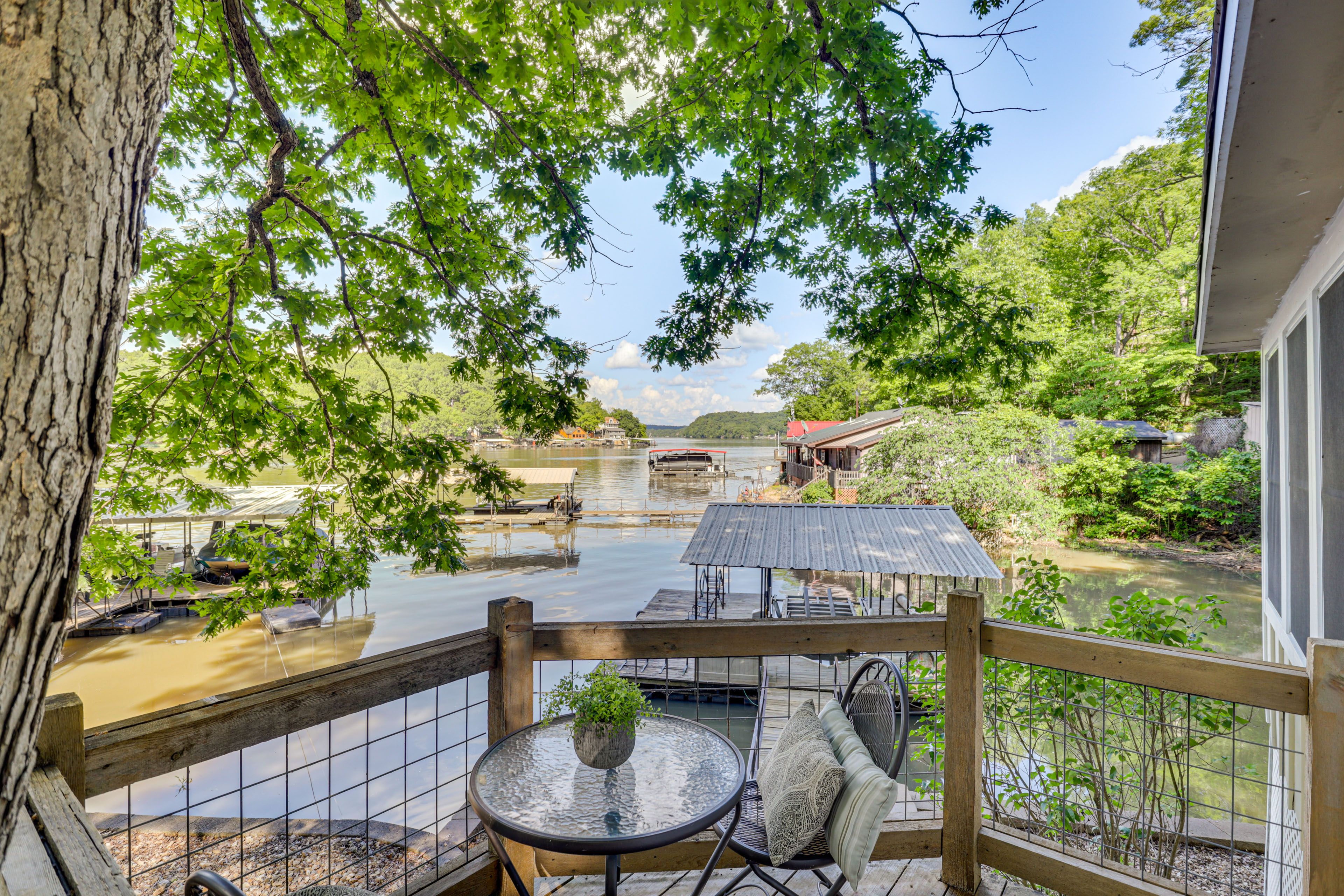 Cabin Exterior | Furnished Deck | Lake Views