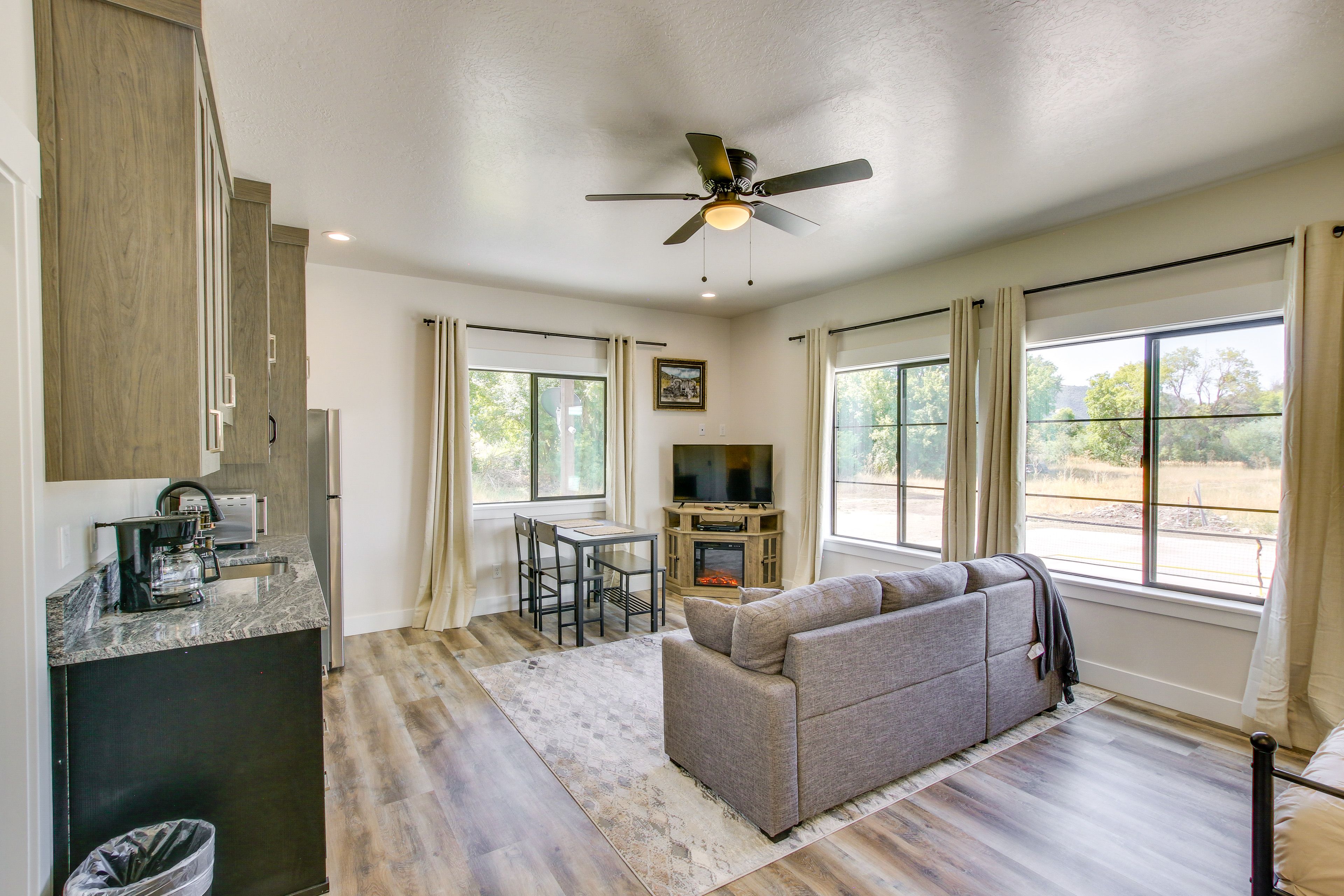 Preston Vacation Rental | 1BR | 1BA | Steps Required | 600 Sq Ft