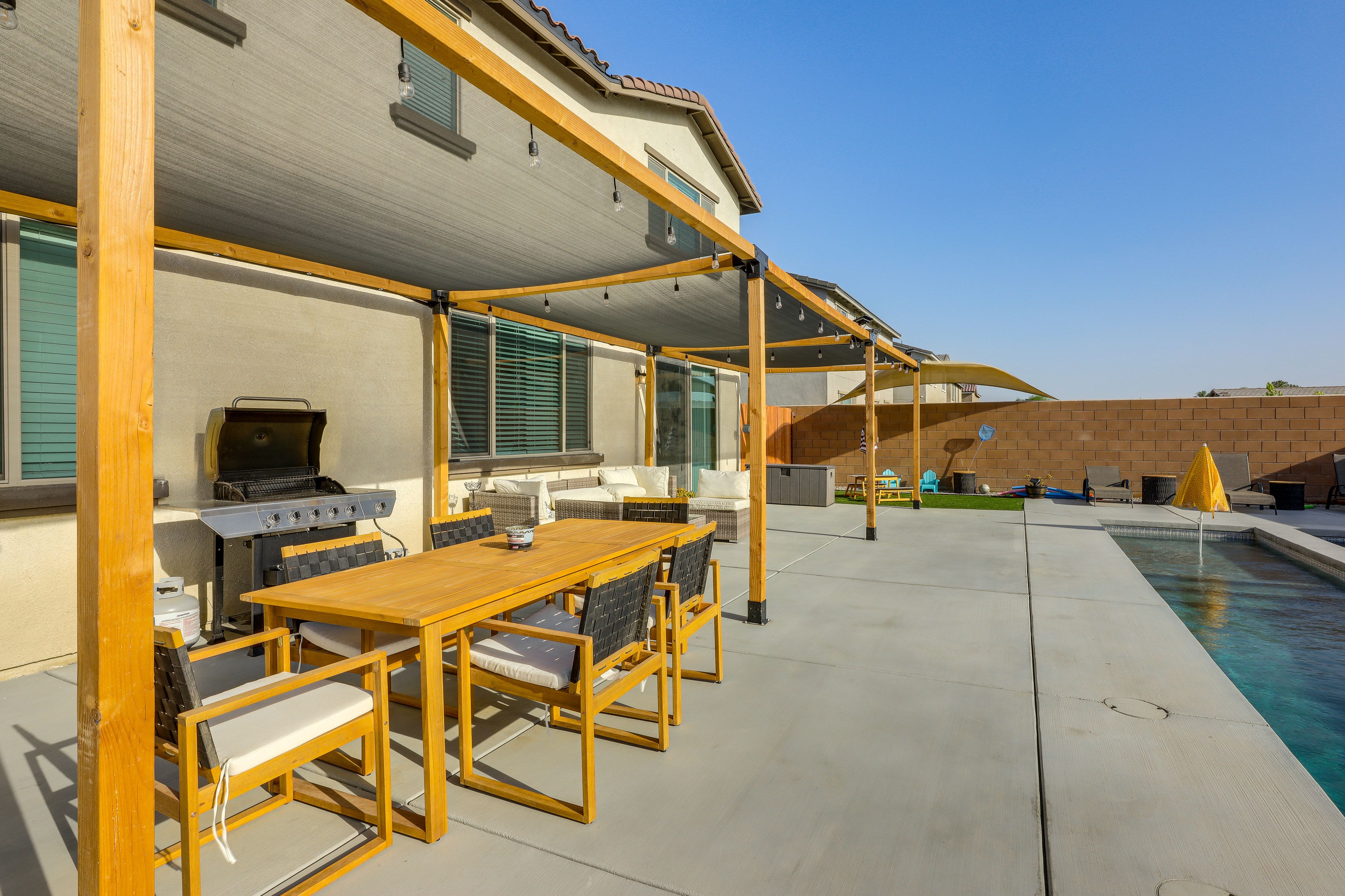 Covered Patio | Gas Grill | Dining Area | ~4 Mi to Festival Grounds