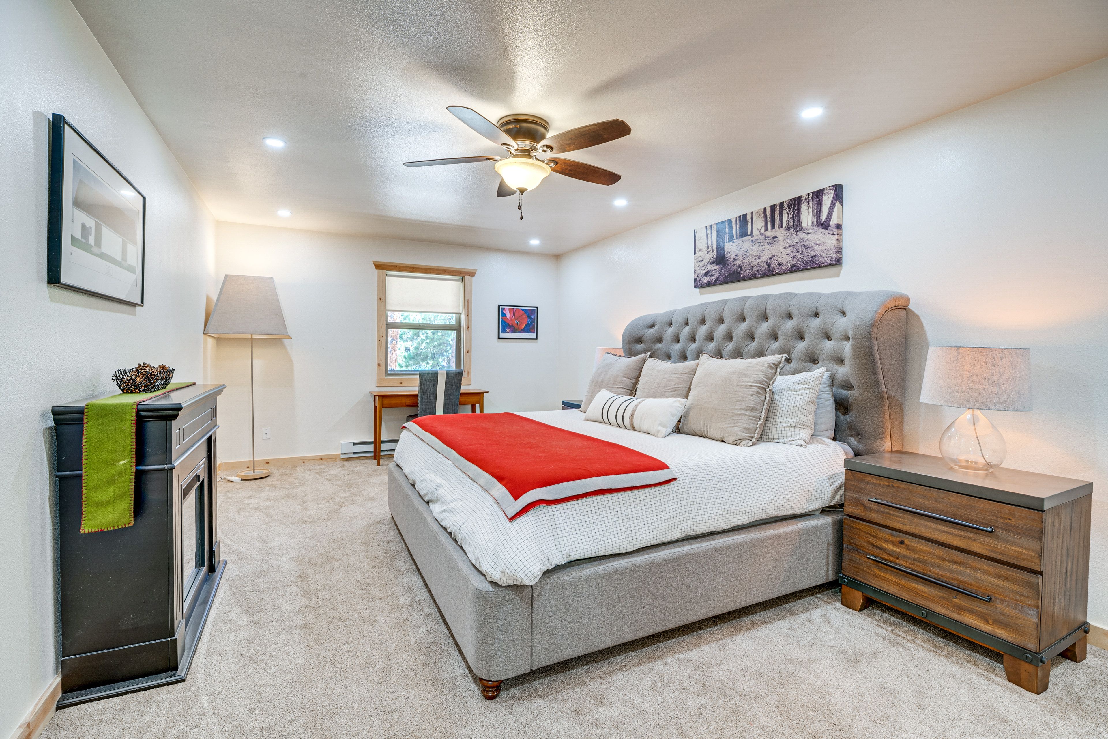 Bedroom 1 | King Bed | Electric Fireplace | Main Floor