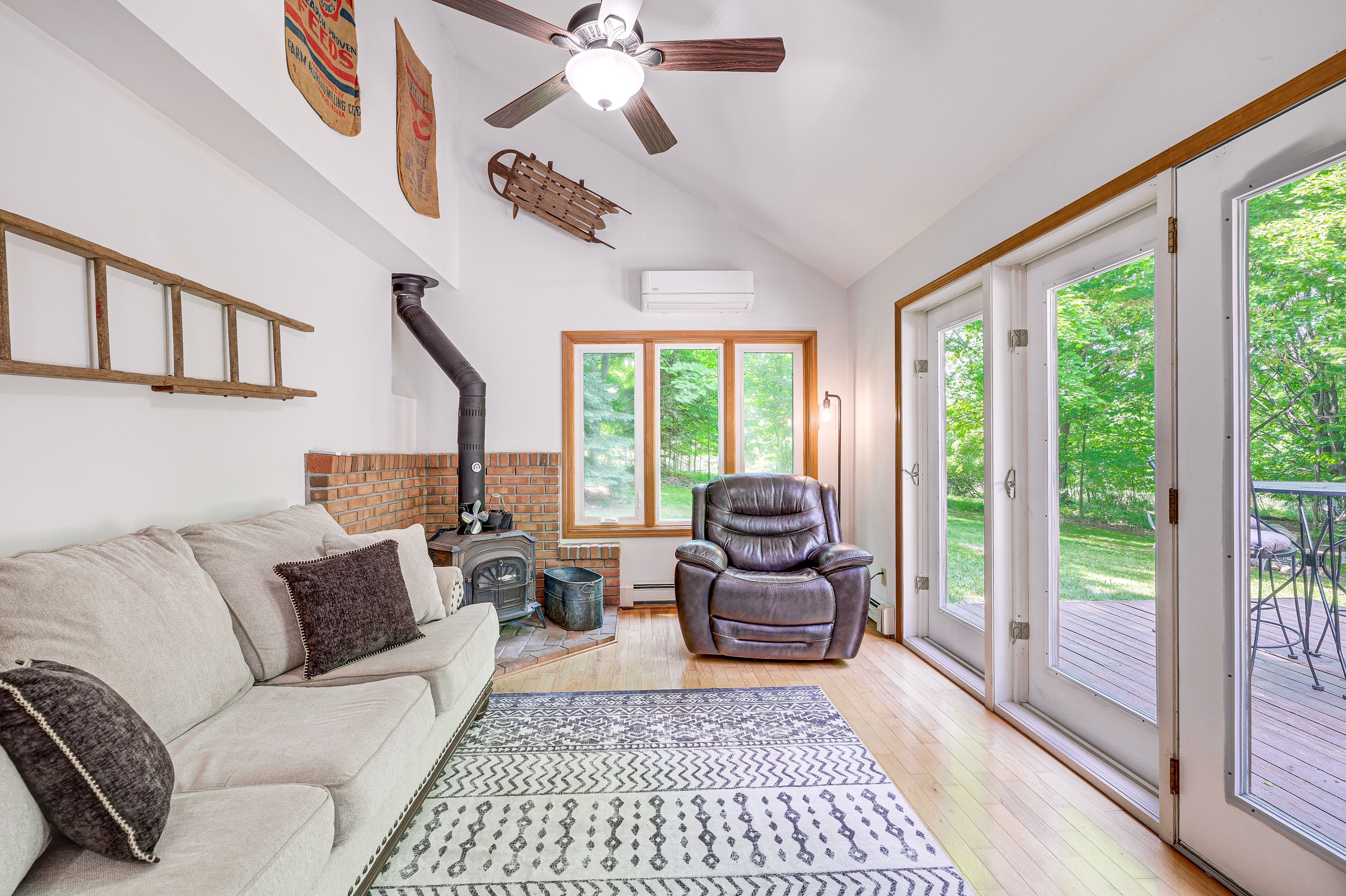 Living Room | Wood-Burning Stove | 3 Mini-Split A/C Units
