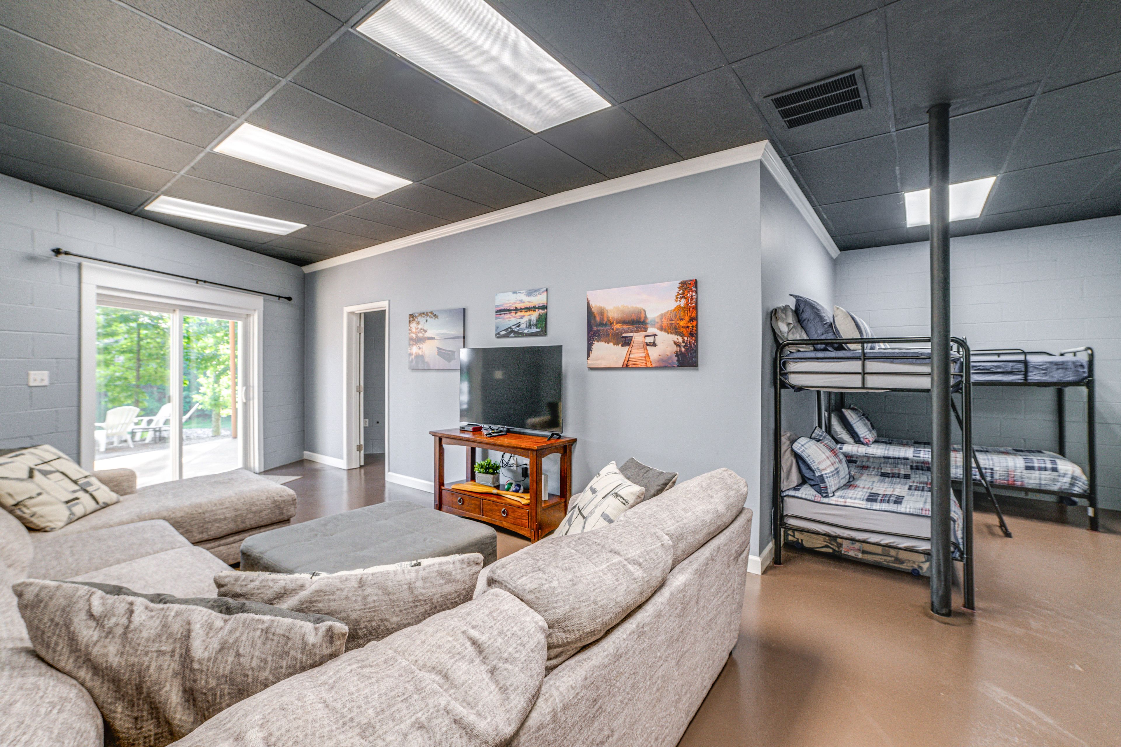Basement Living Room | 2 Twin Bunk Beds | Lower Level