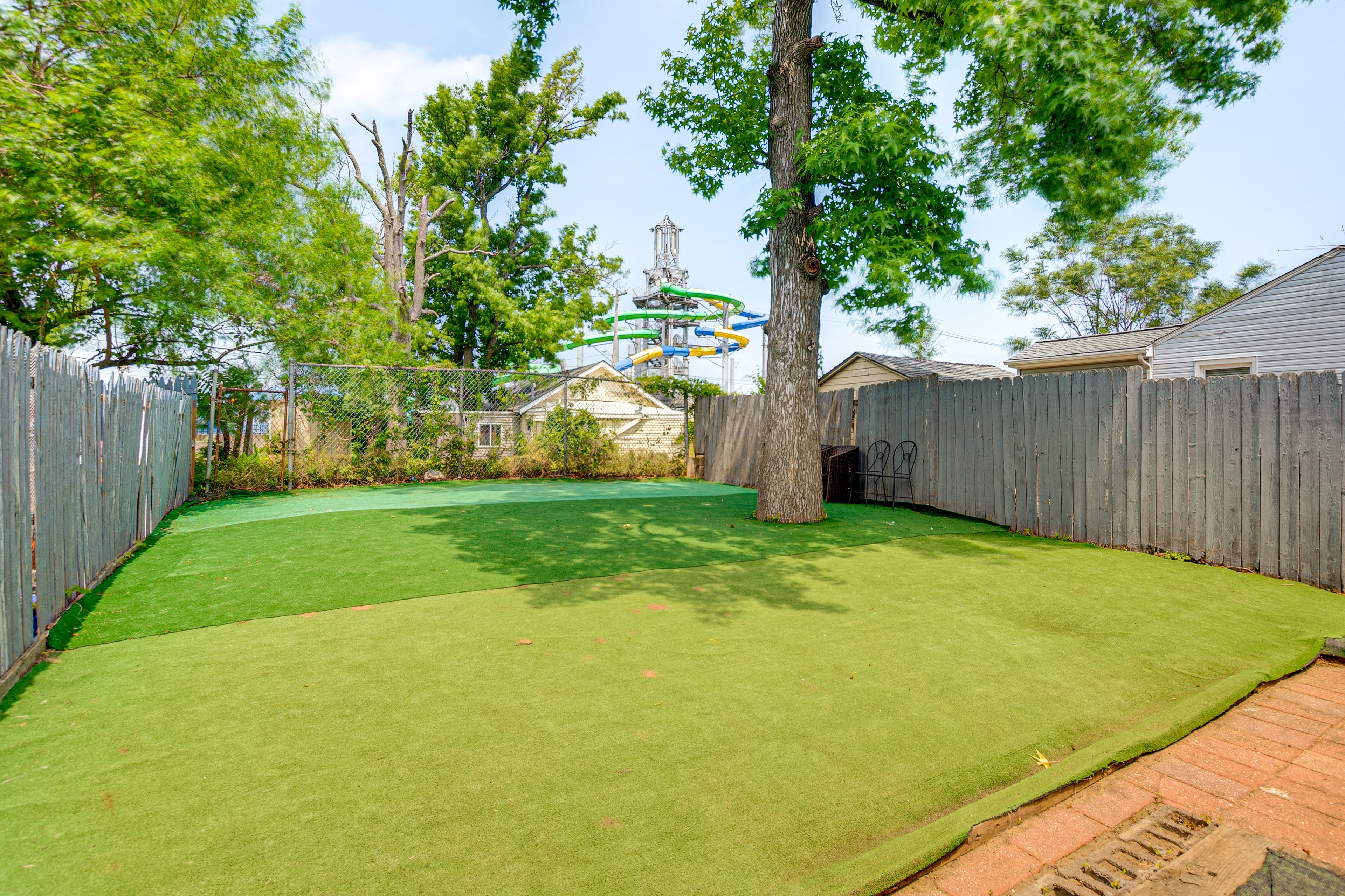 Private Backyard Area | Steps to Runaway Rapids Waterpark
