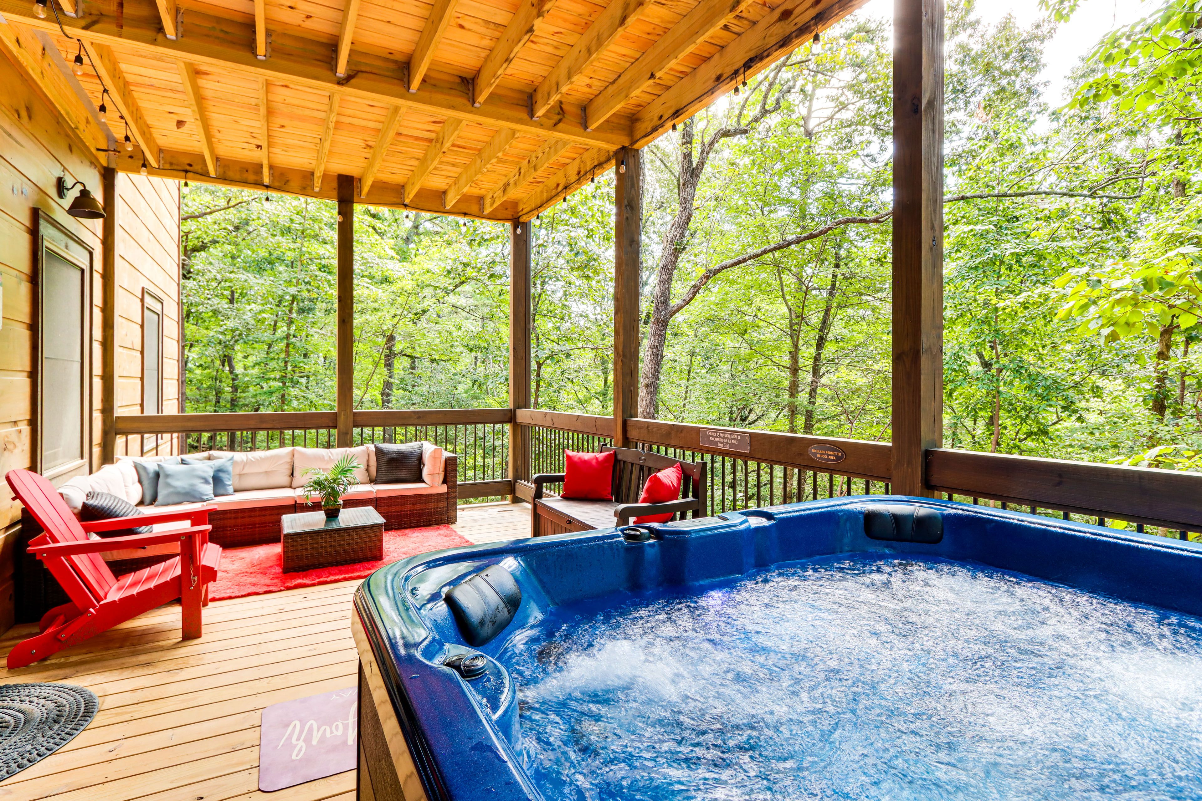 Covered Deck | Private Hot Tub | Lounge Seating