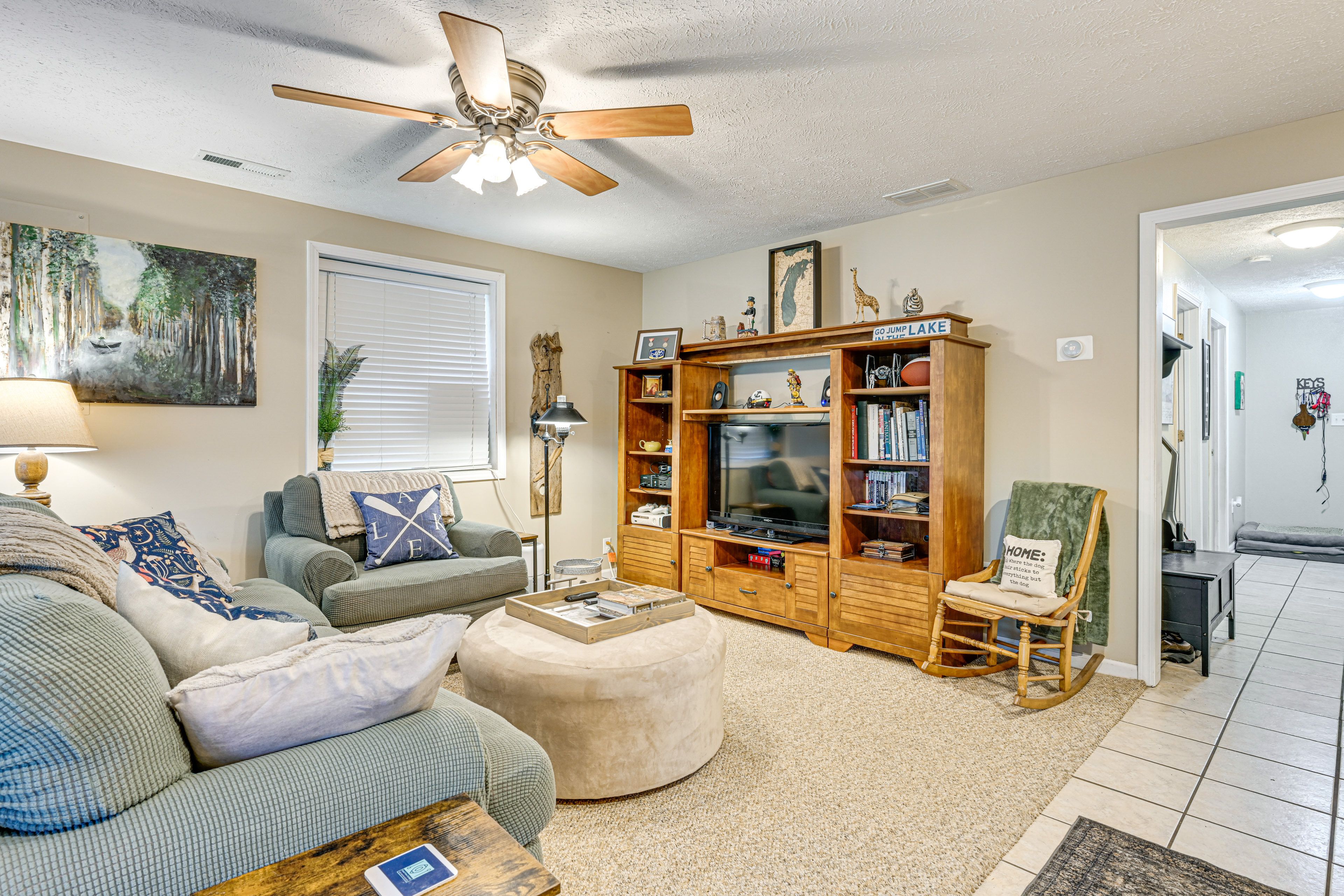 Living Room | Single-Story Home | Window A/C Unit & Central Heating