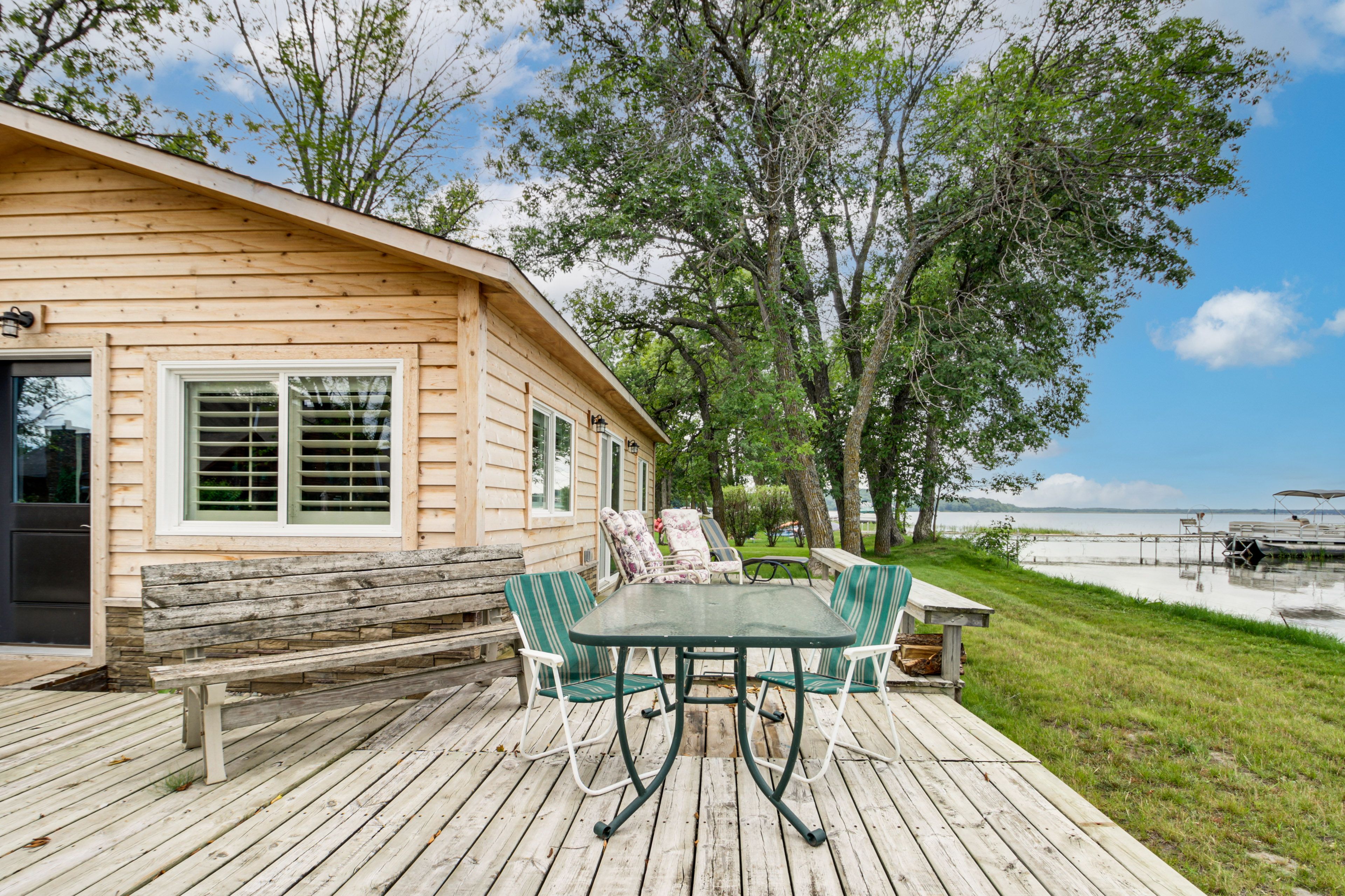 Cabin Exterior | Furnished Deck | Dining Area