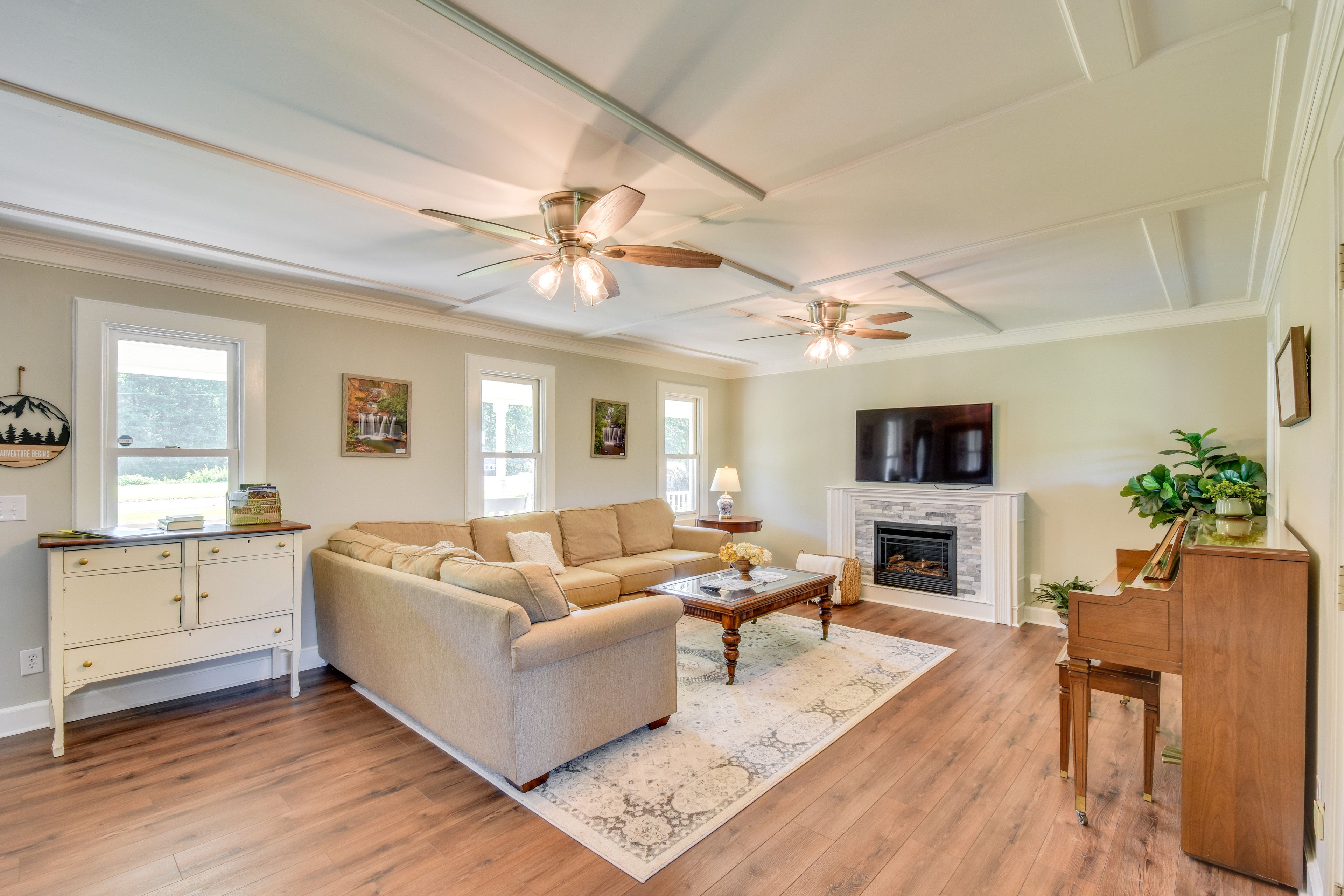 Living Room | Piano | Gas Fireplace | Flat-Screen TV | 1st Floor
