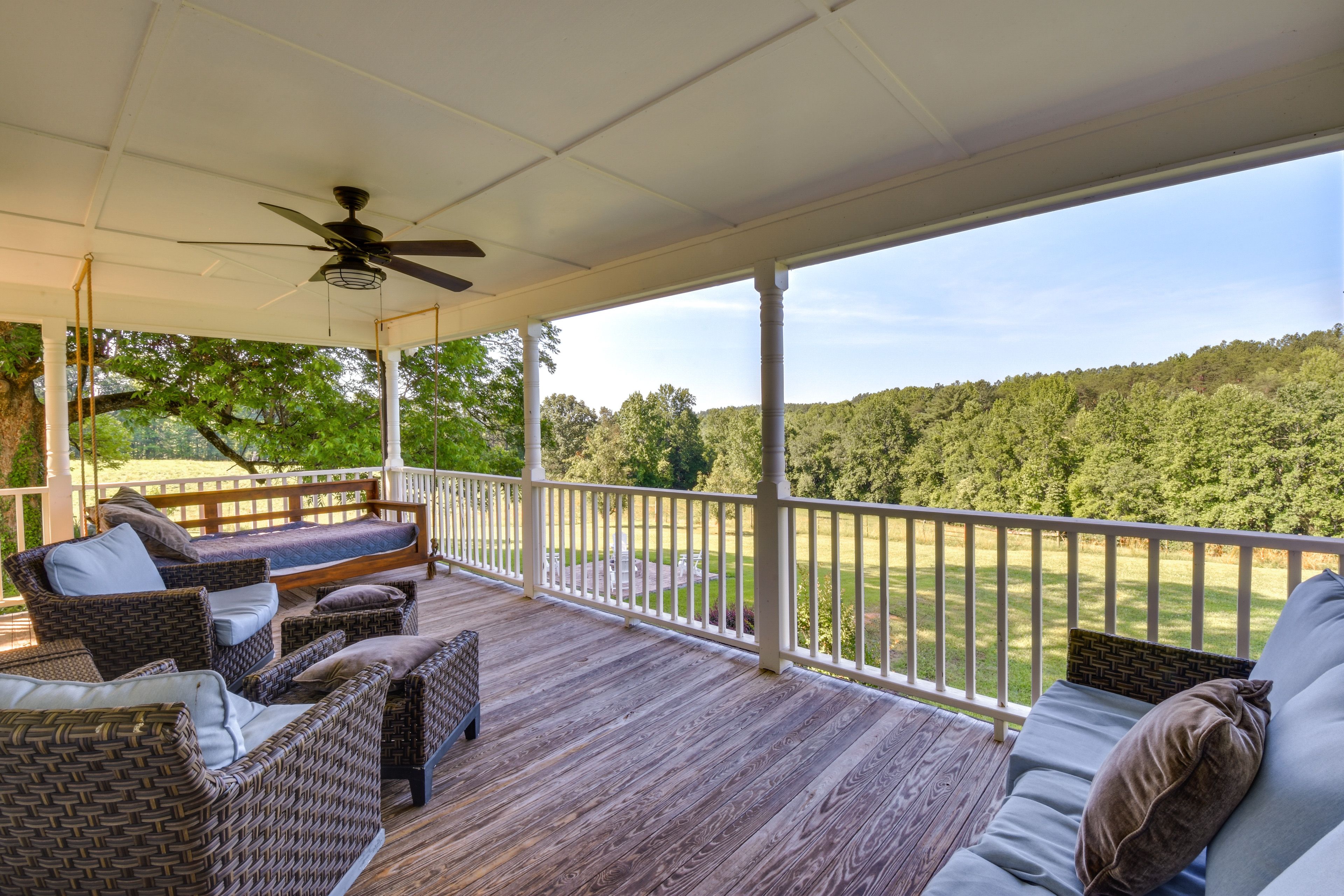 Wraparound Deck | Bench Swing | Rocking Chairs