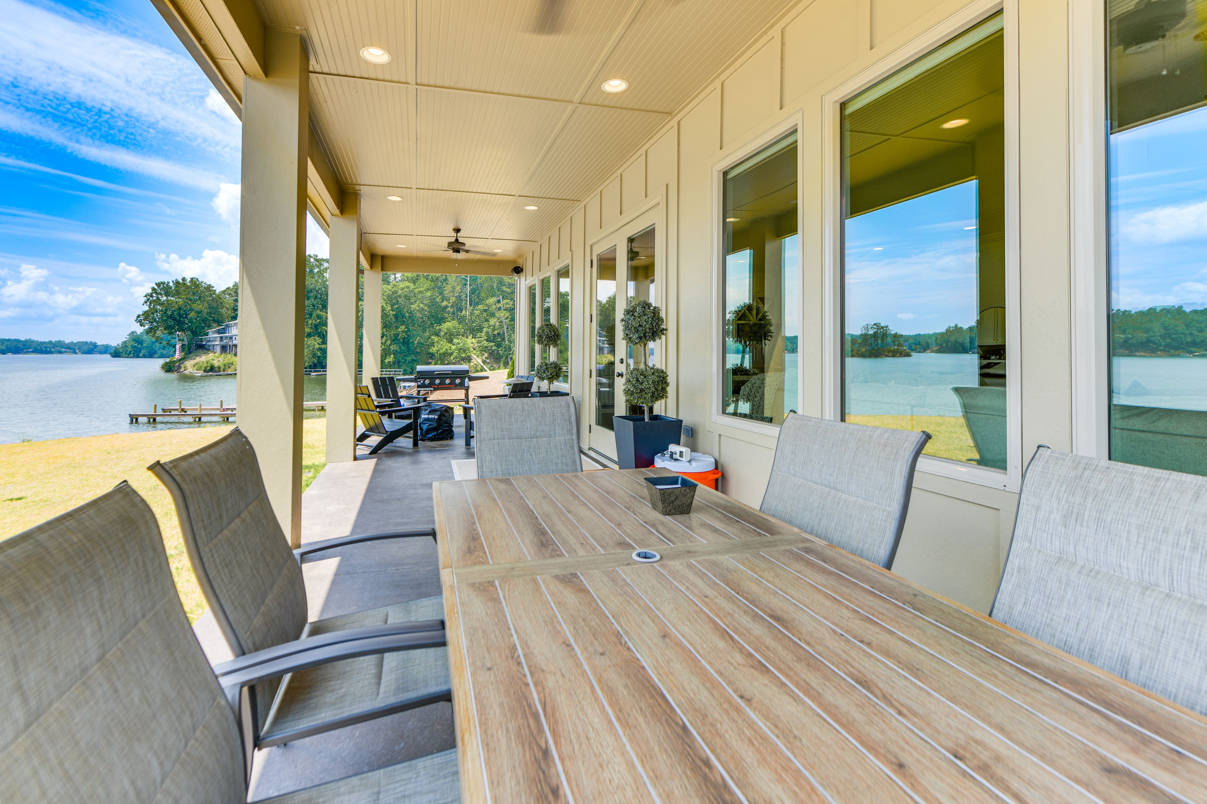 Covered Patio | Gas Grill | Outdoor Dining Area | Lake Views