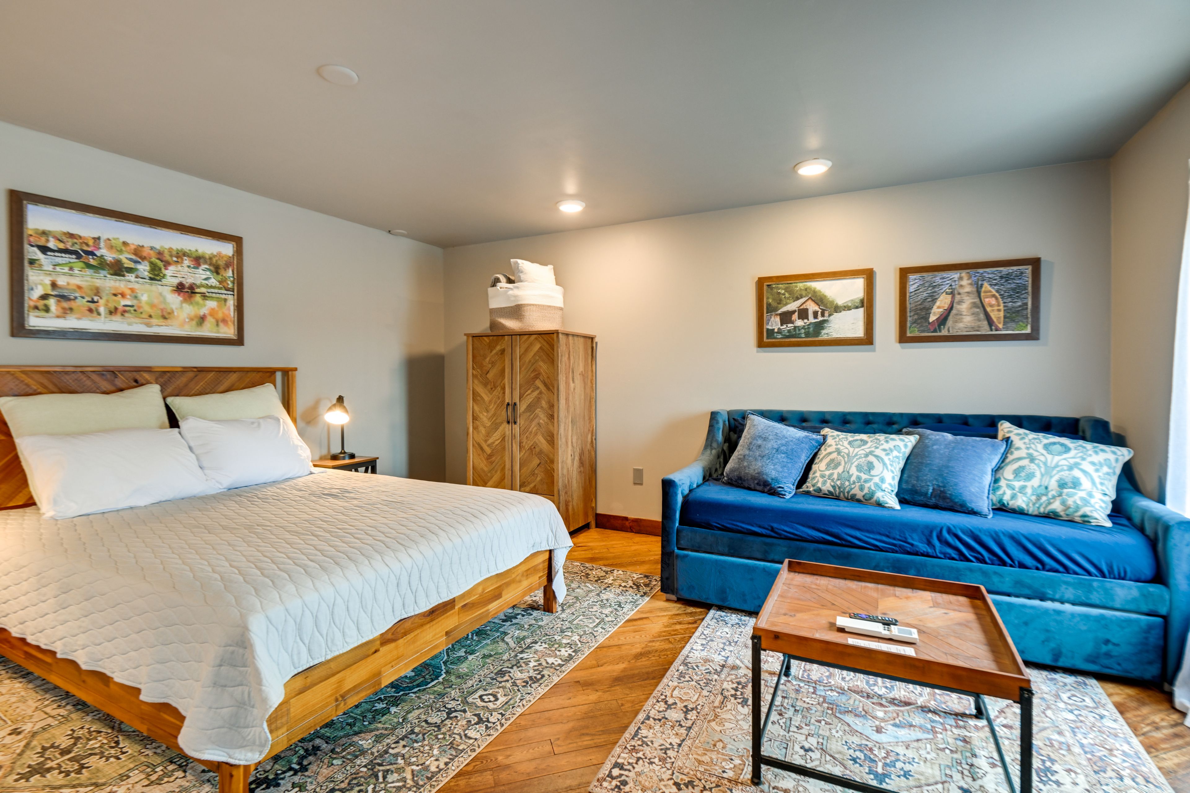 Meredith Vacation Rental | Studio | 1BA | 400 Sq Ft | Stairs Required to Enter