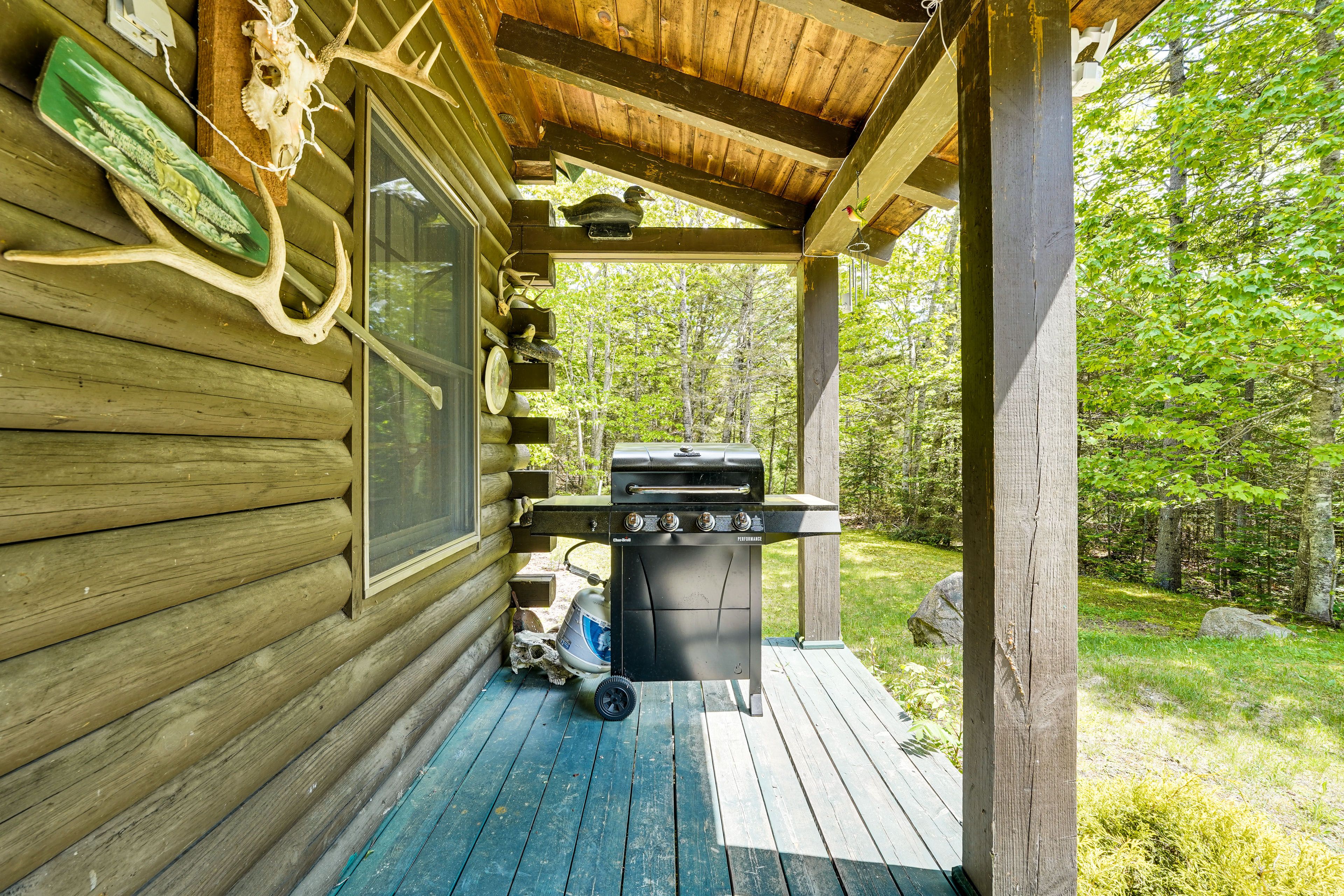 Front Porch | Gas Grill | Single-Story Cabin w/ Loft