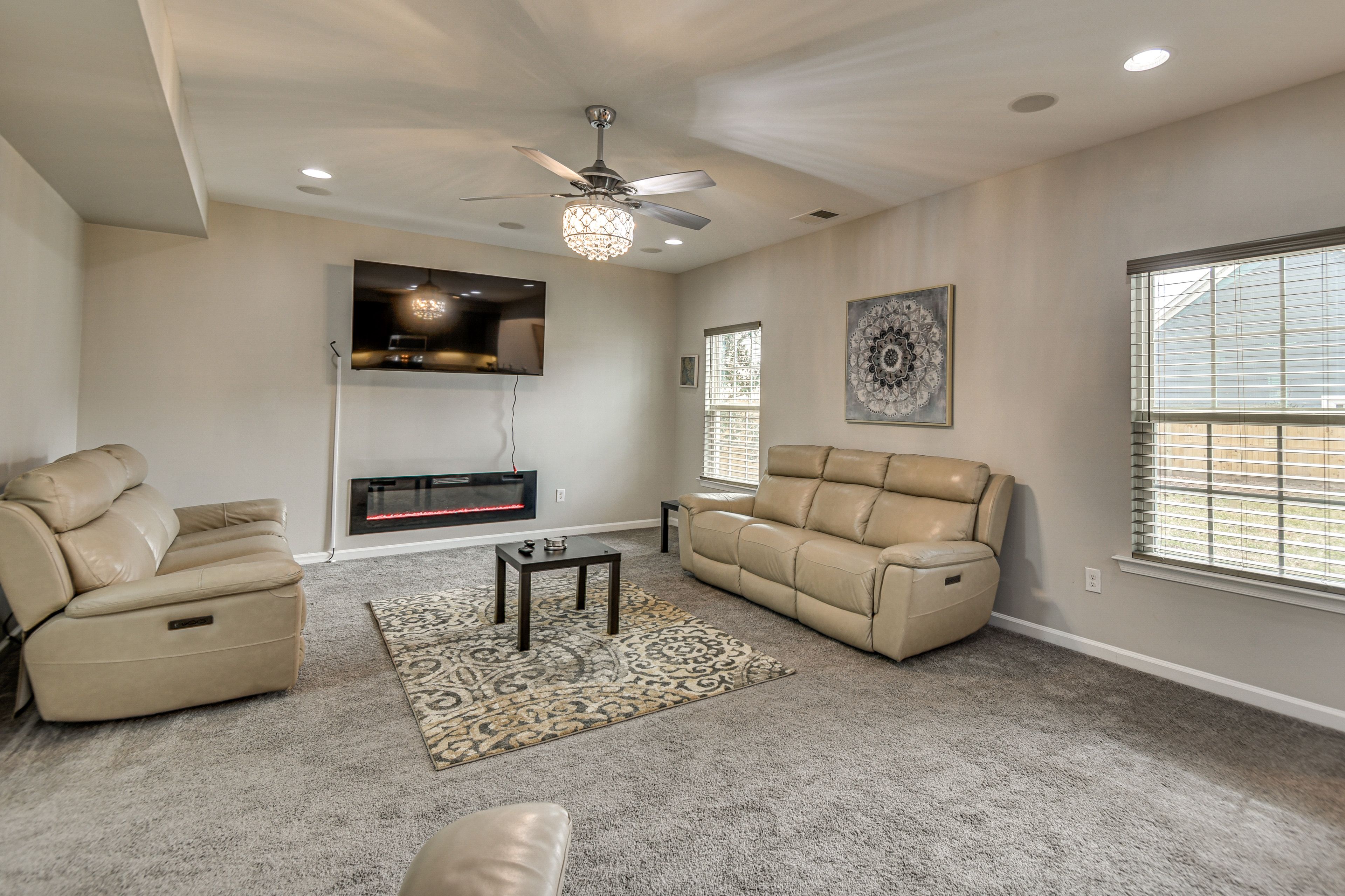 Living Room | Smart TV | Electric Fireplace | 1st Floor