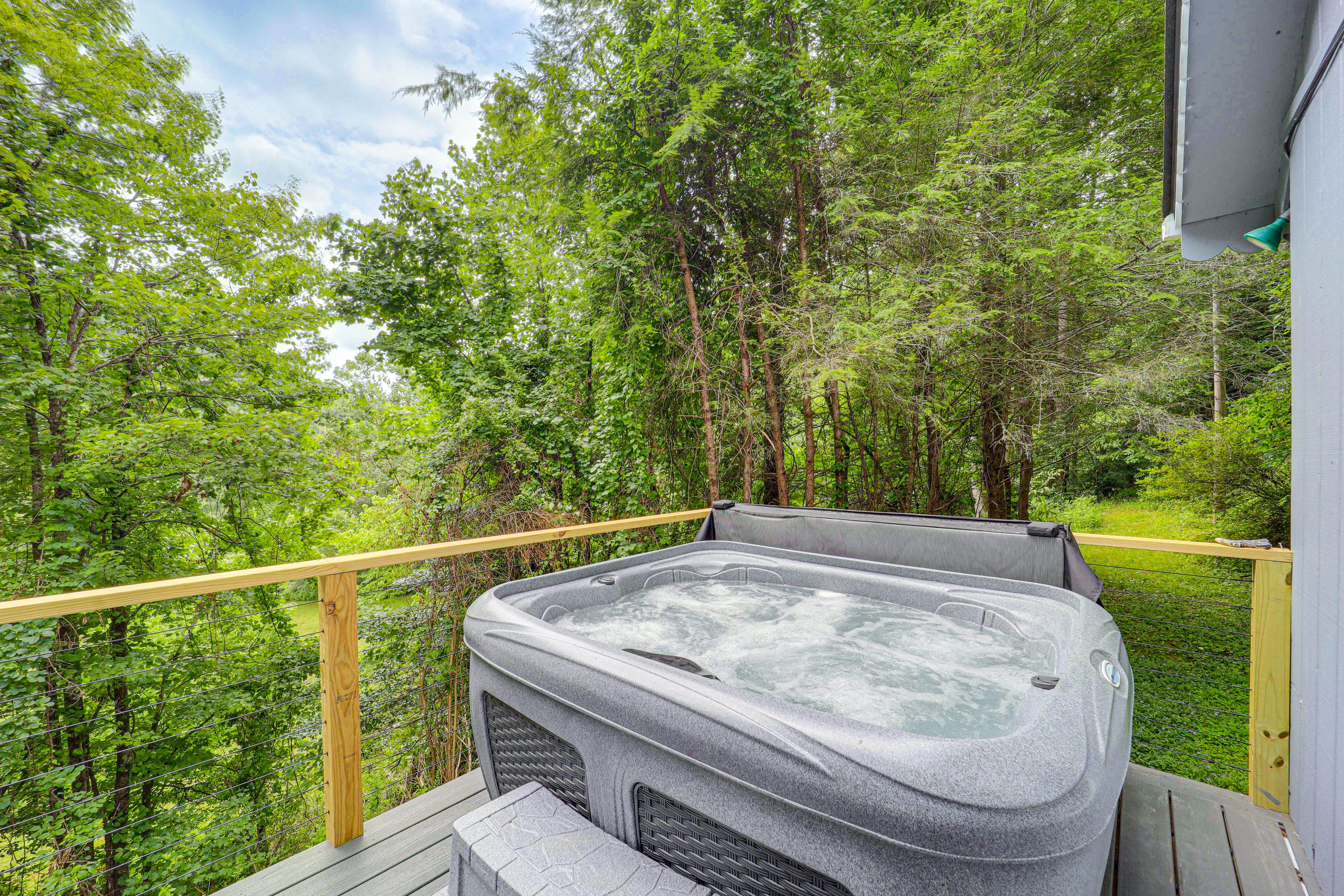 Private Hot Tub | Fire Pit | 2 Balconies | Creek On-Site