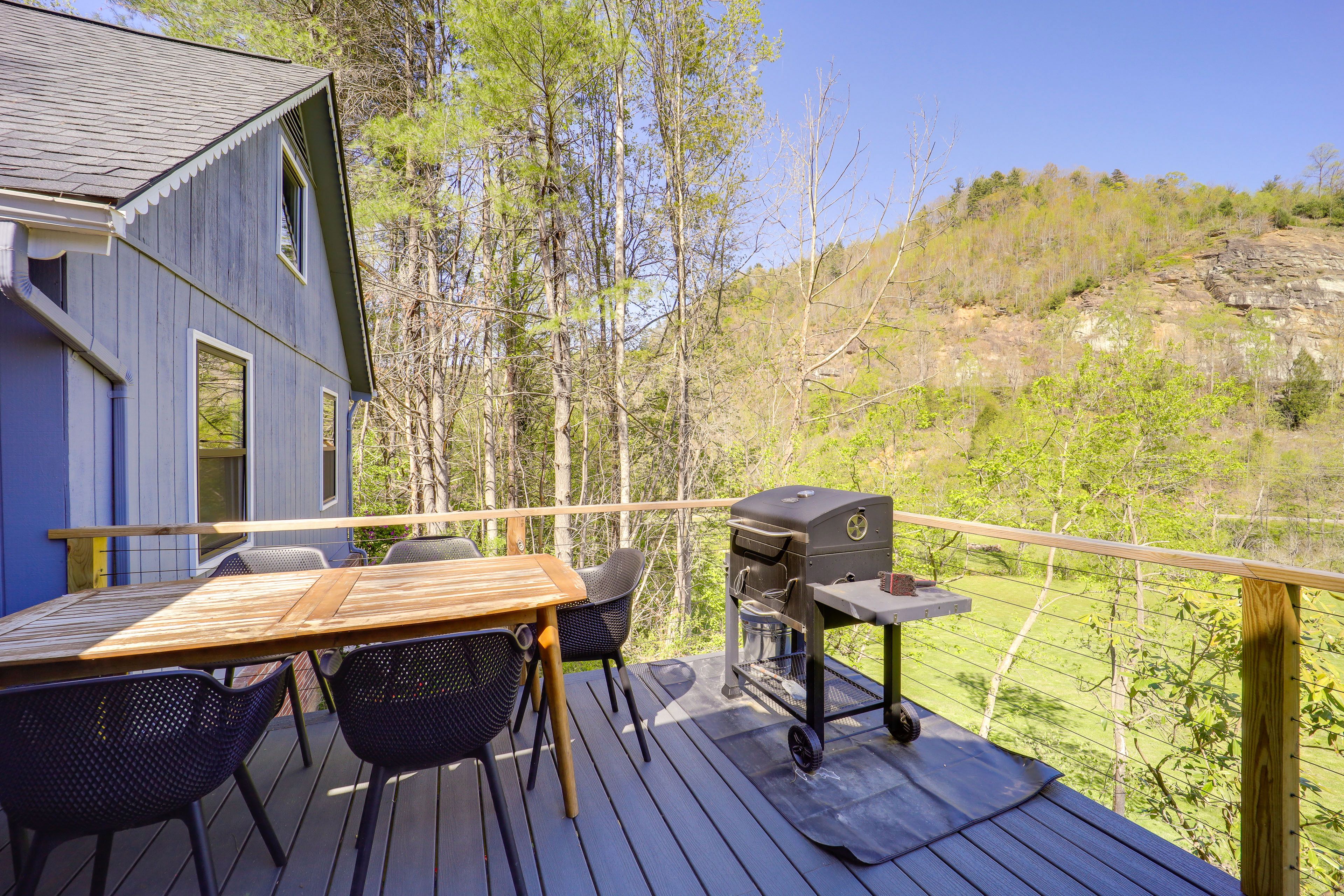 Deck | Charcoal Grill | Outdoor Dining Area | Egg Chairs