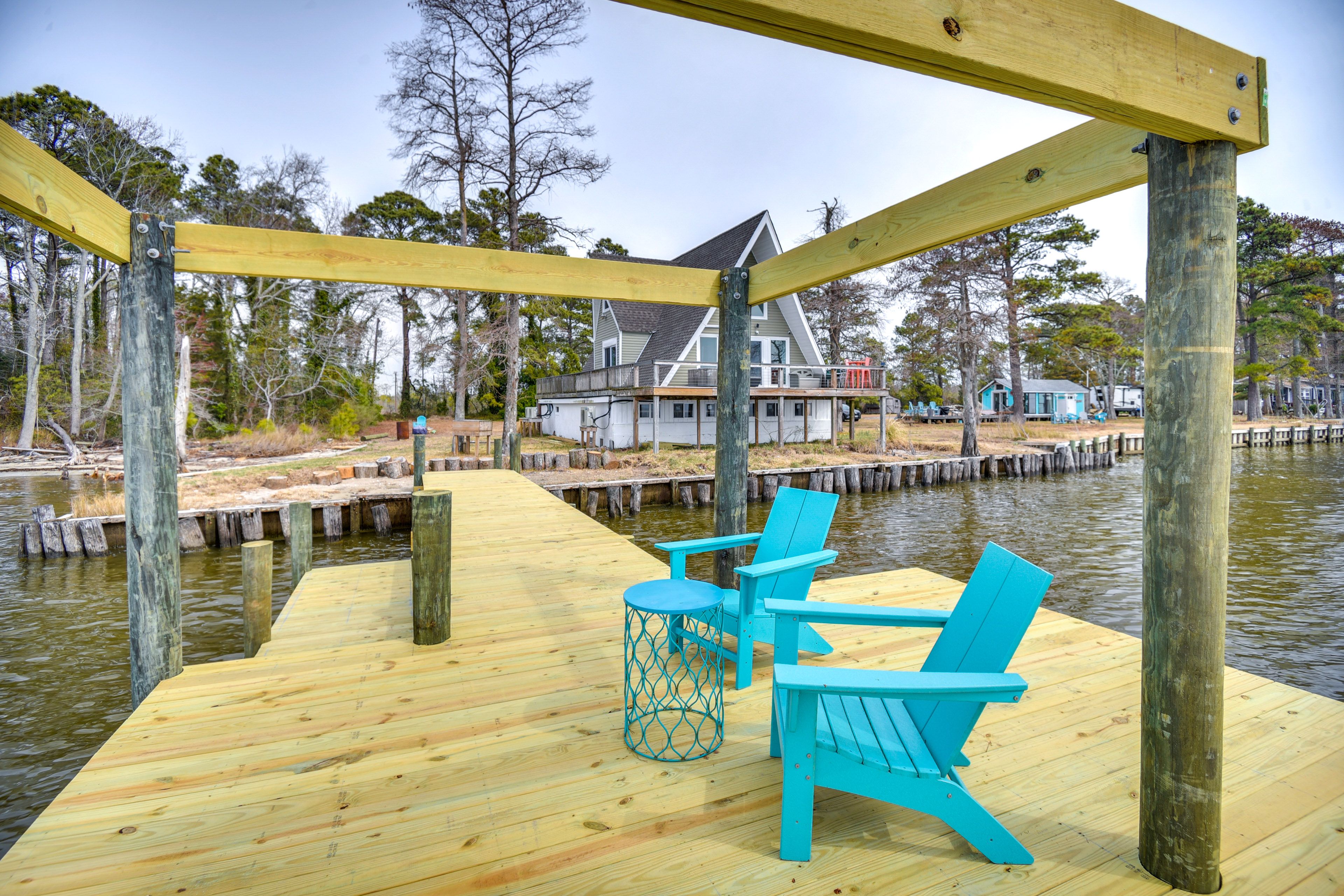Dock | 2-Story Home | Bedroom/Full Bathroom on 1st Floor