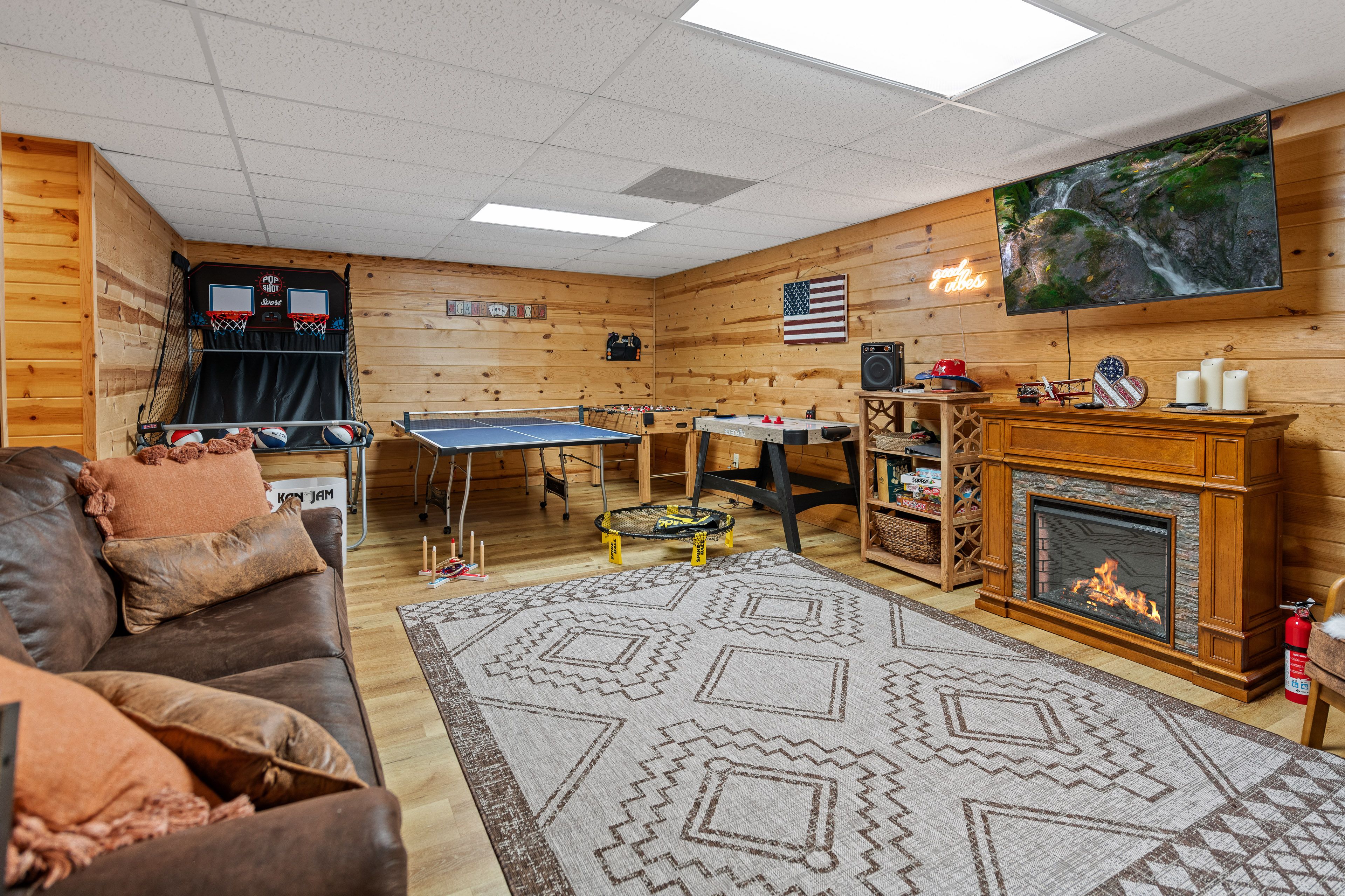 Game Room | Queen Sleeper Sofa | Basement | Board Games
