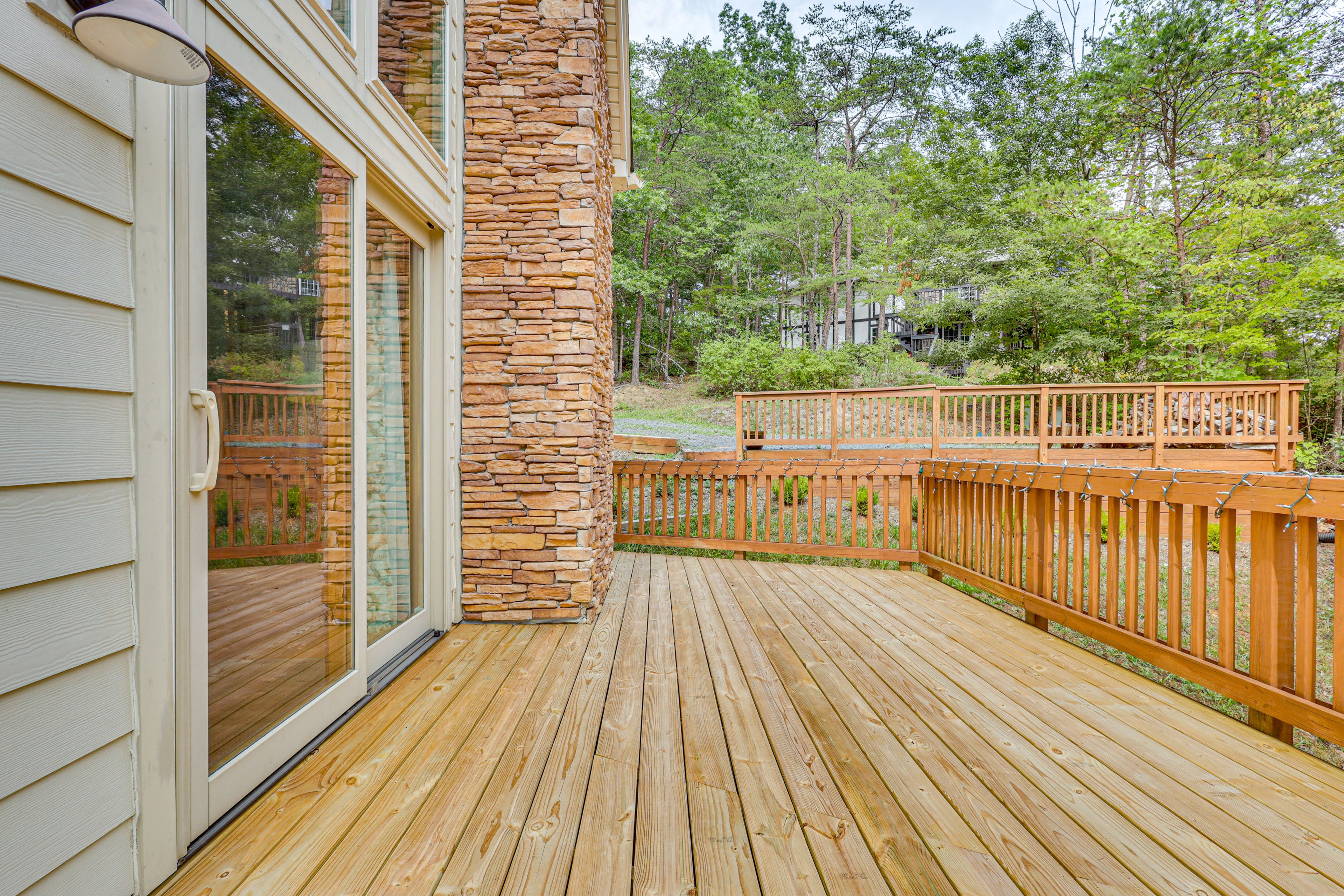 Cabin Exterior | Furnished Deck | Dining Area | Gas Grill