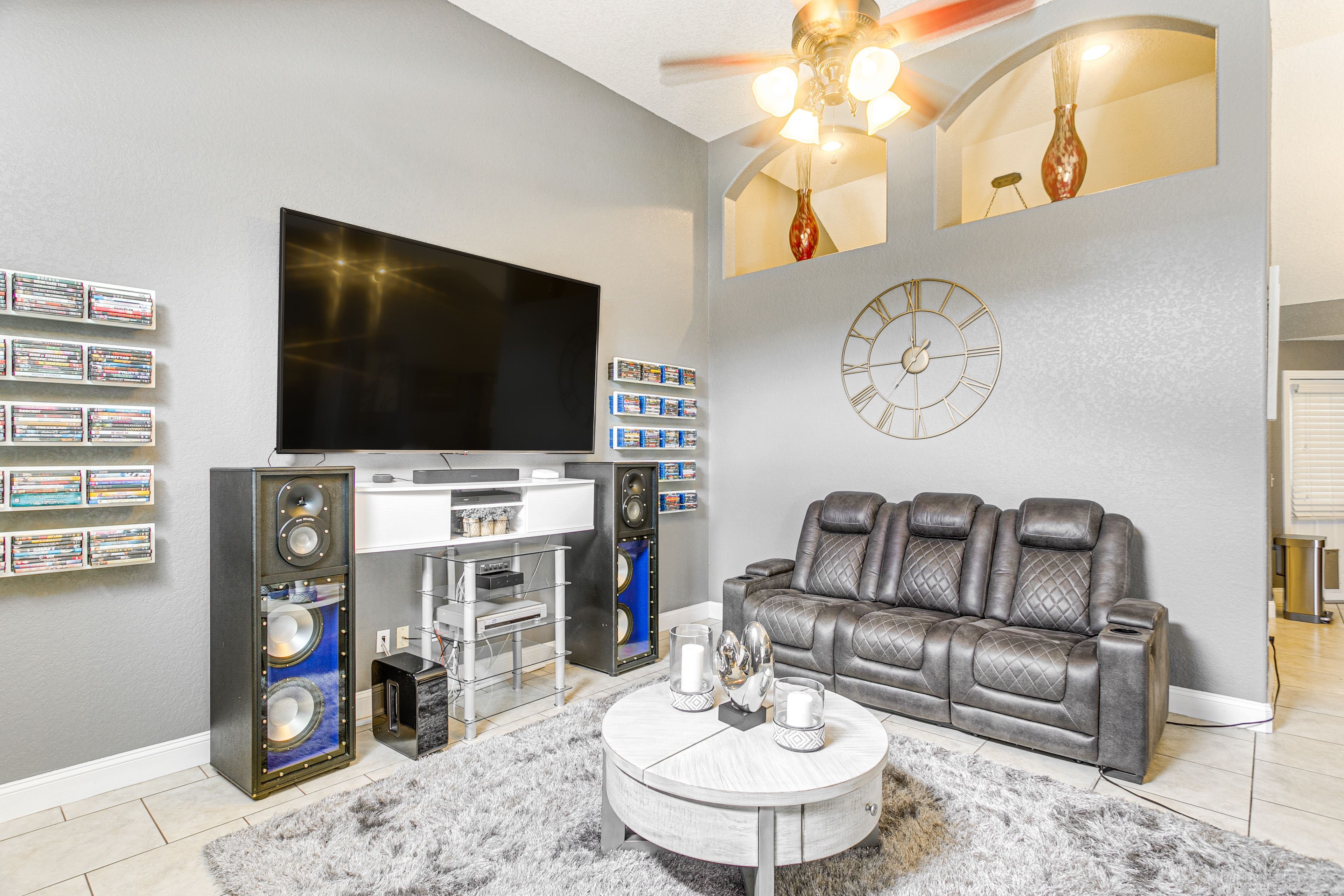 Living Room | DVD Cases (Decor Only) | In-Home Theater System