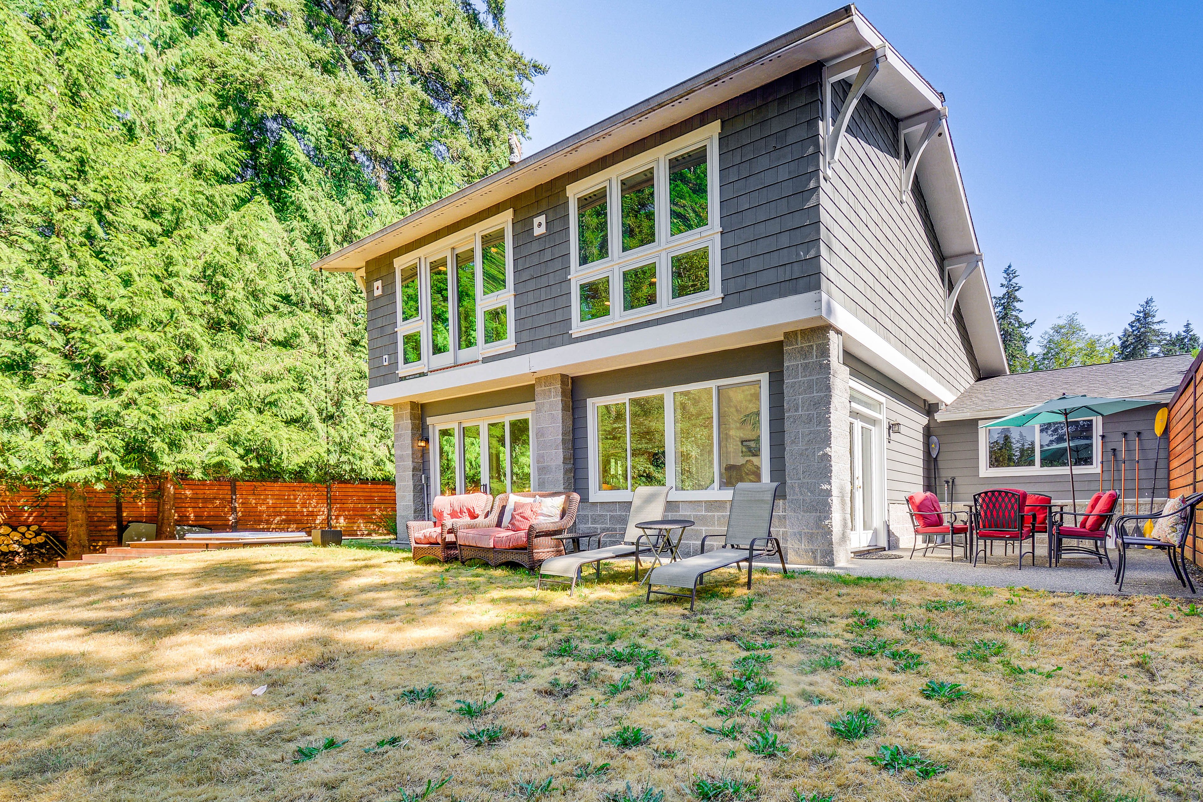 Grassy Area | Outdoor Seating | Furnished Patio