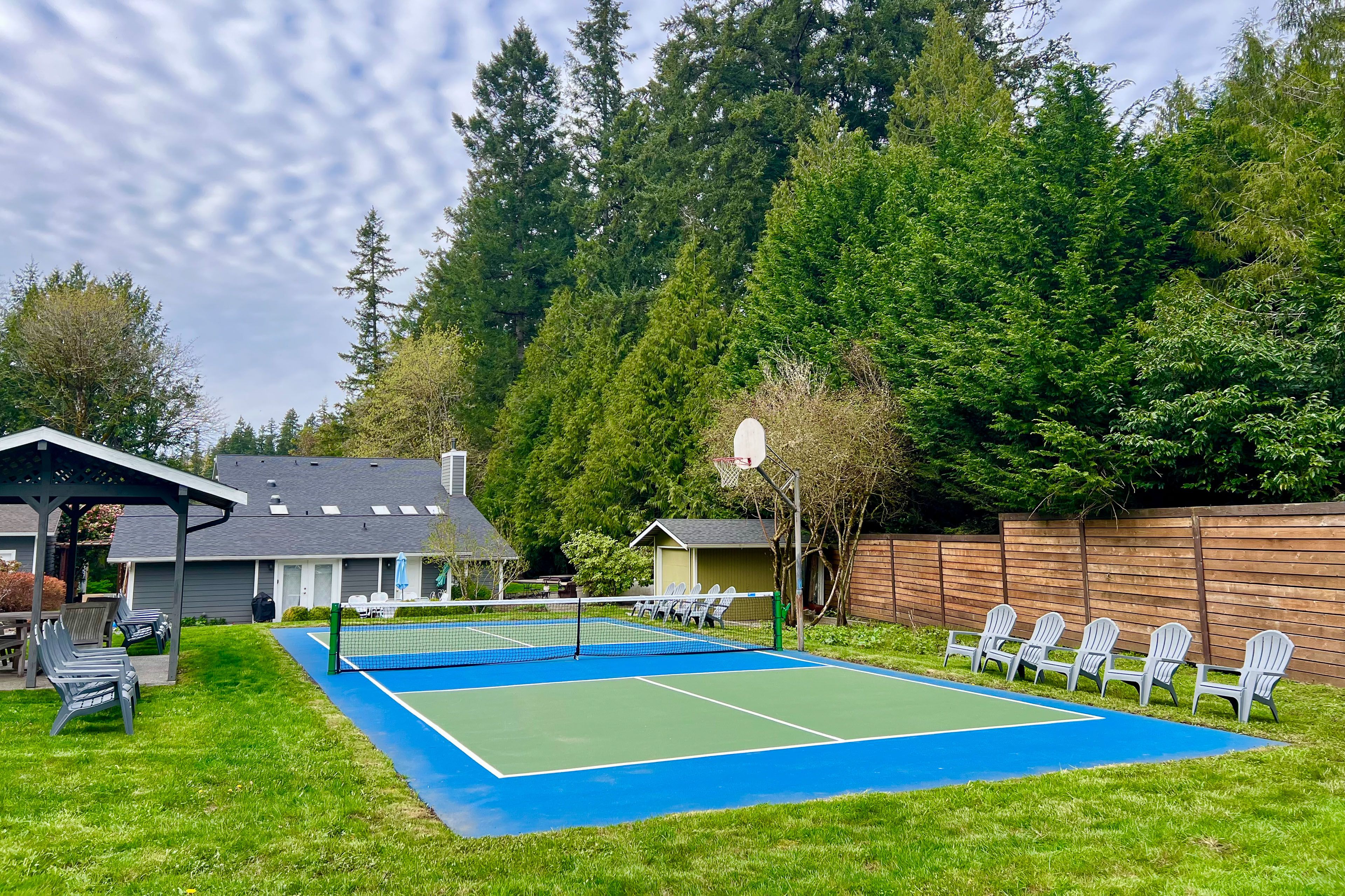 Pickleball & Basketball Court | Gazebo w/ Seating & Charcoal Grill